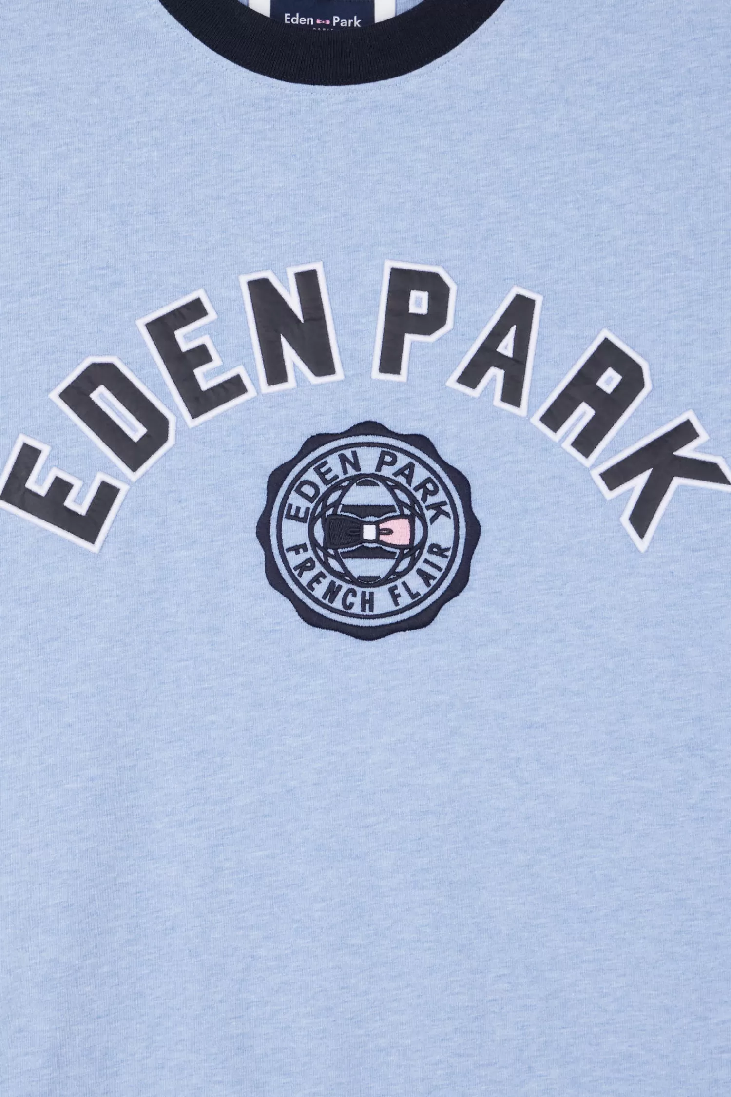 Eden Park Oversize sky blue short-sleeved cotton T-shirt with print< T-shirts