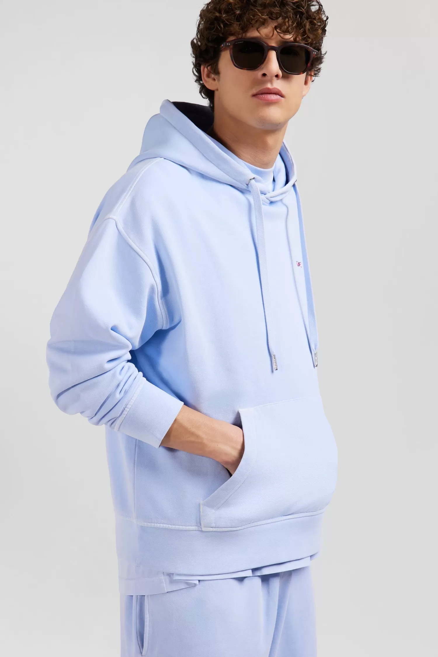 Eden Park Oversize sky blue unisex dyed cotton fleece hoodie<Women Sweatshirts | Sweatshirts