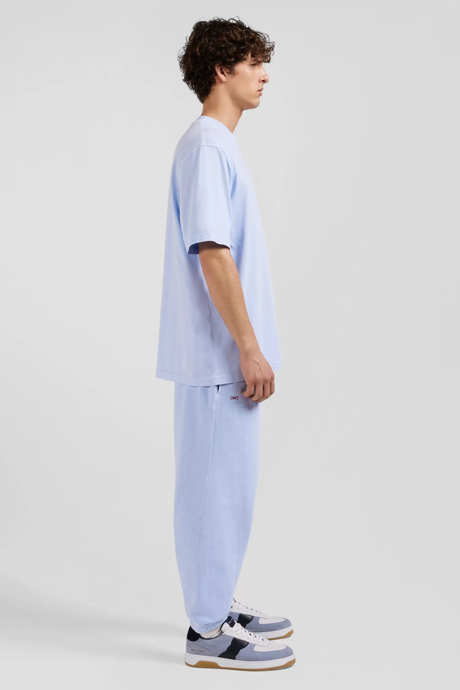 Eden Park Oversize sky blue unisex short-sleeved T-shirt in overdyed cotton<Women T-shirts | T-shirts
