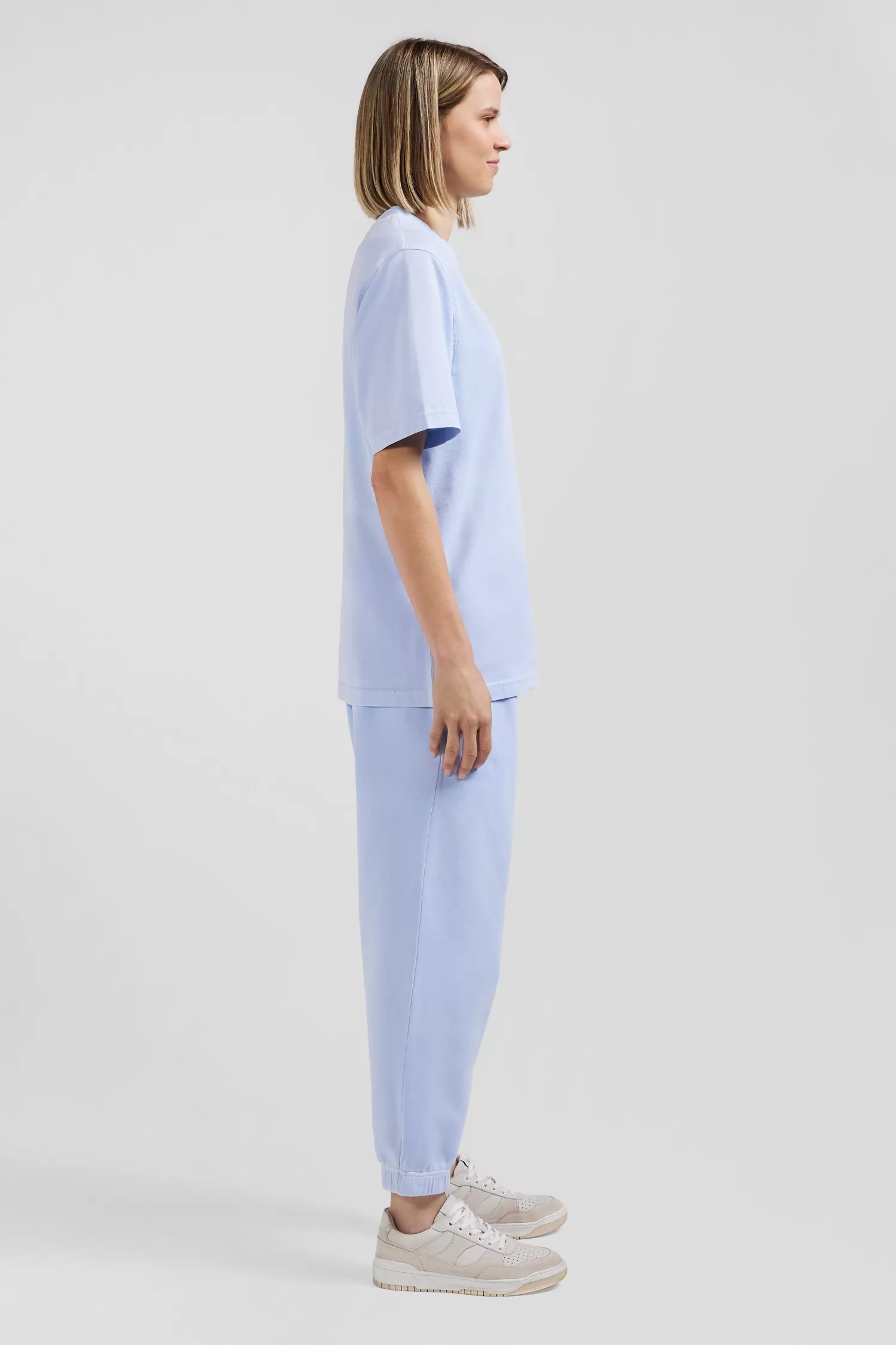 Eden Park Oversize sky blue unisex short-sleeved T-shirt in overdyed cotton<Women T-shirts | T-shirts