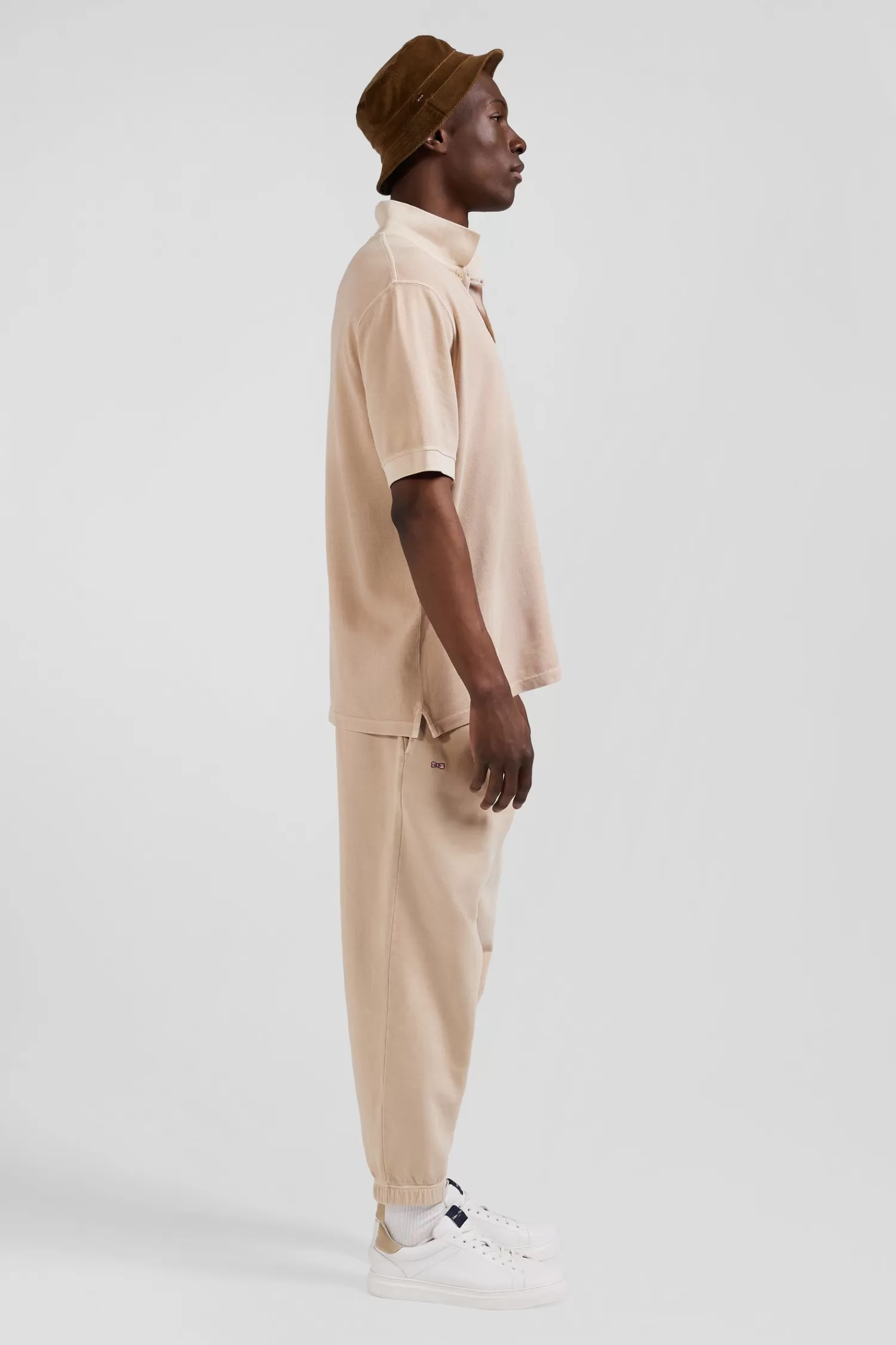 Eden Park Oversized beige unisex short-sleeved cotton piqué polo shirt<Women Polos | Polos