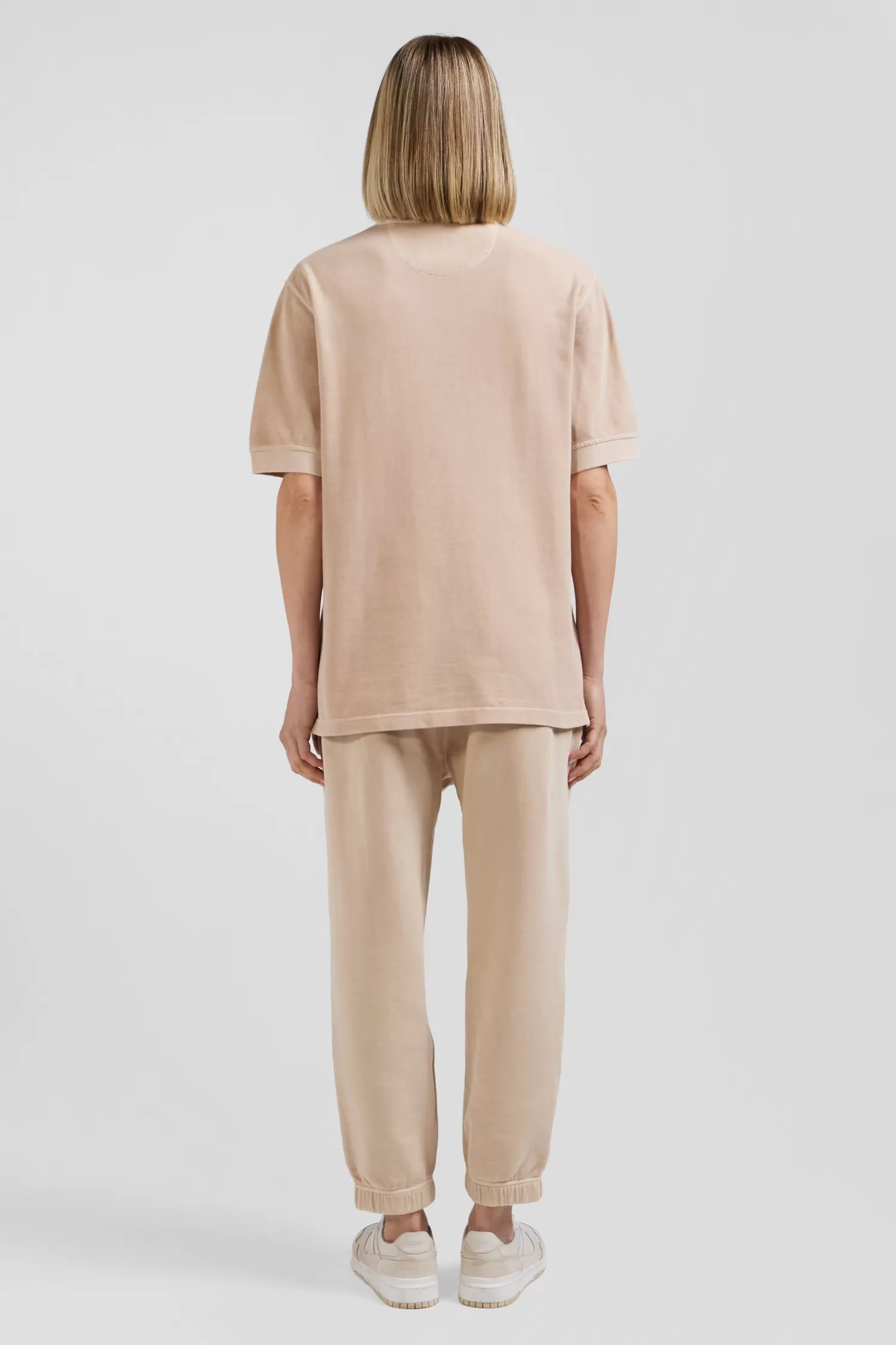 Eden Park Oversized beige unisex short-sleeved cotton piqué polo shirt<Women Polos | Polos