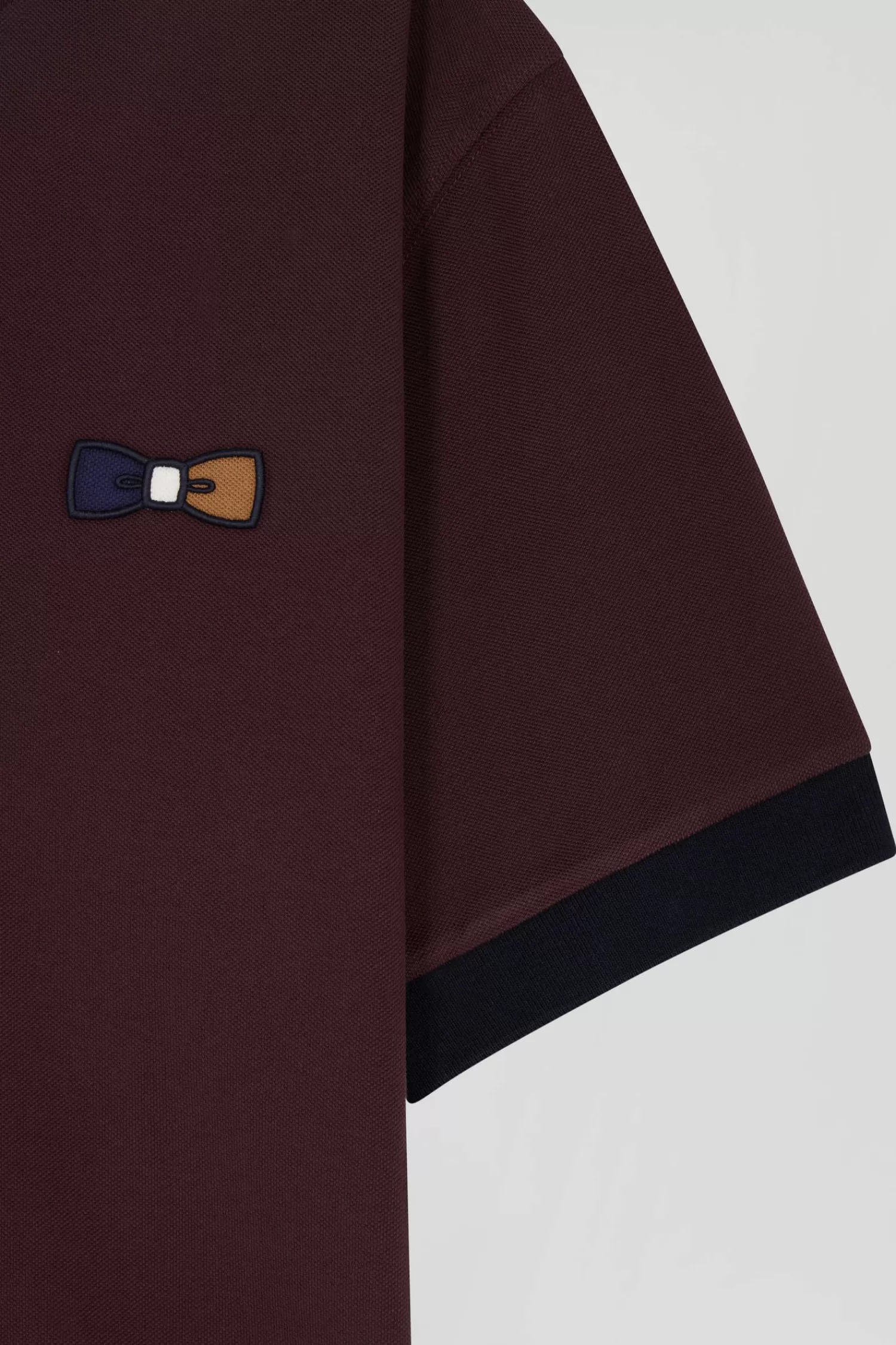 Eden Park Oversized burgundy short-sleeved cotton piqué polo shirt with tricolour collar<Women Polos | Polos