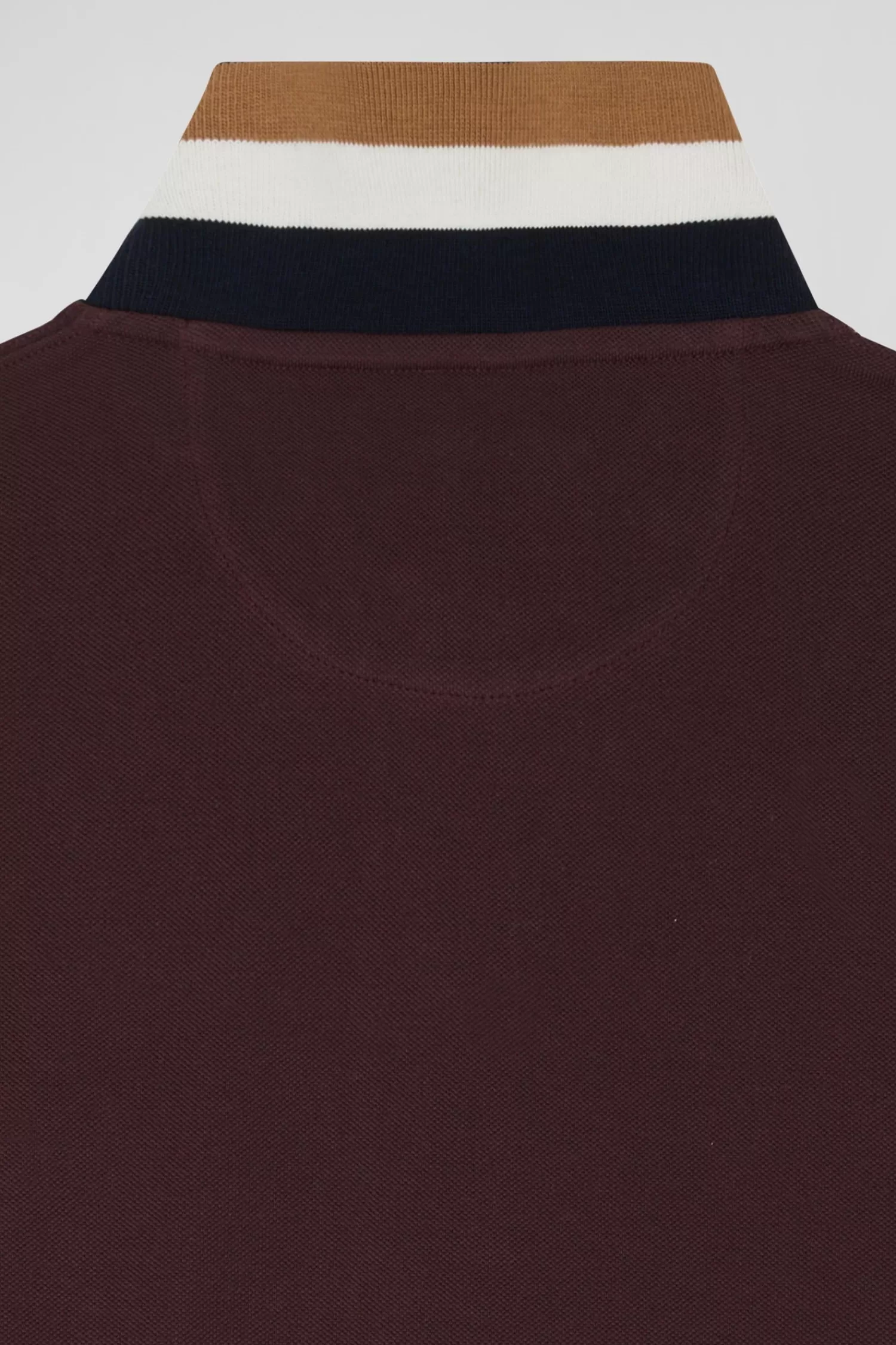 Eden Park Oversized burgundy short-sleeved cotton piqué polo shirt with tricolour collar<Women Polos | Polos