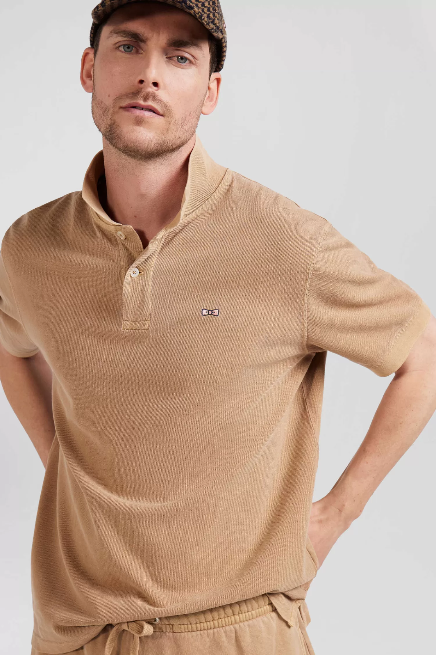 Eden Park Oversized camel unisex short-sleeved cotton piqué polo shirt<Women Polos | Polos