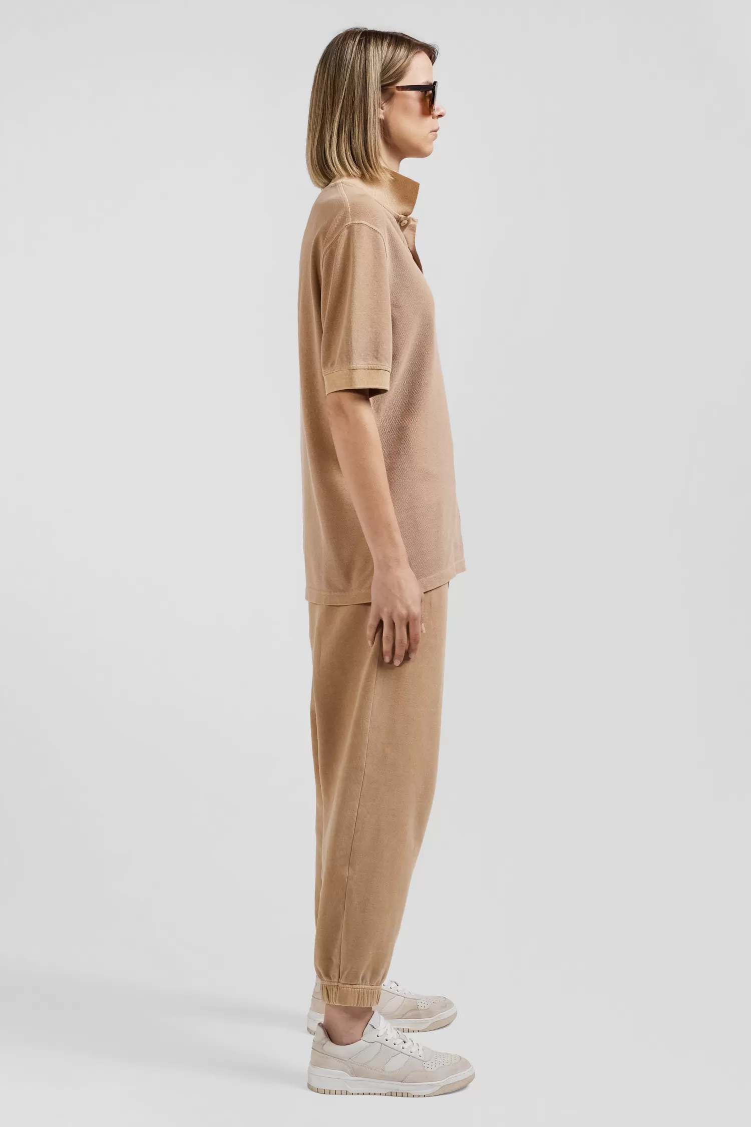 Eden Park Oversized camel unisex short-sleeved cotton piqué polo shirt<Women Polos | Polos