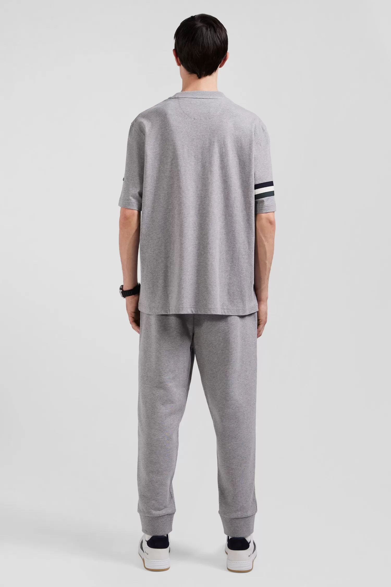 Eden Park Oversized grey short-sleeved cotton T-shirt with print< T-shirts