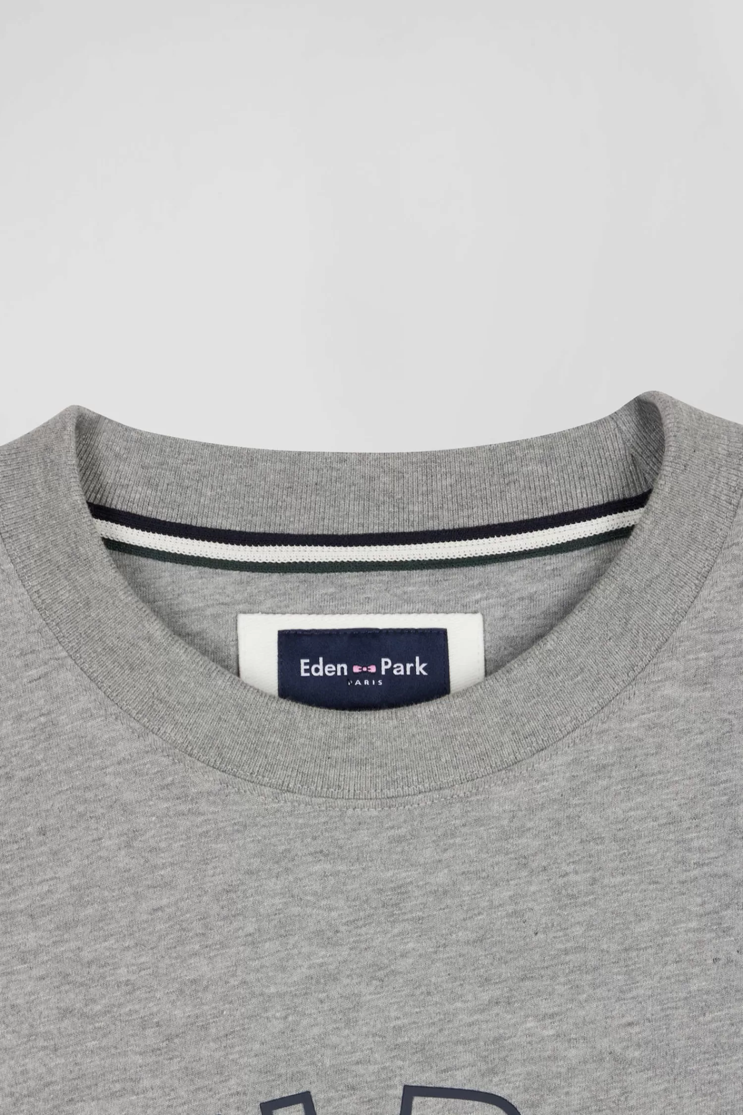 Eden Park Oversized grey short-sleeved cotton T-shirt with print< T-shirts
