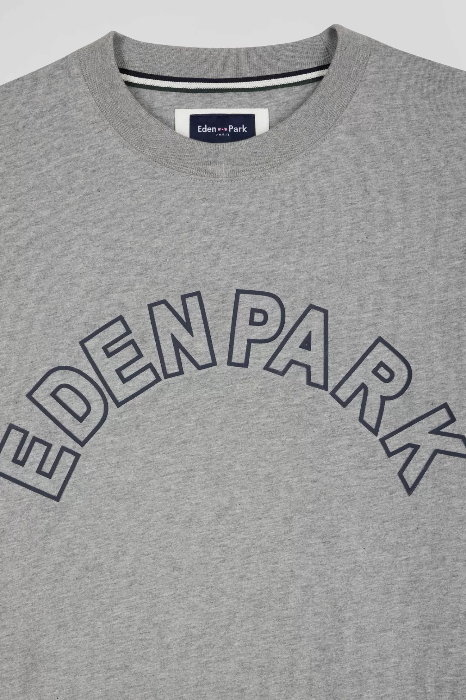 Eden Park Oversized grey short-sleeved cotton T-shirt with print< T-shirts