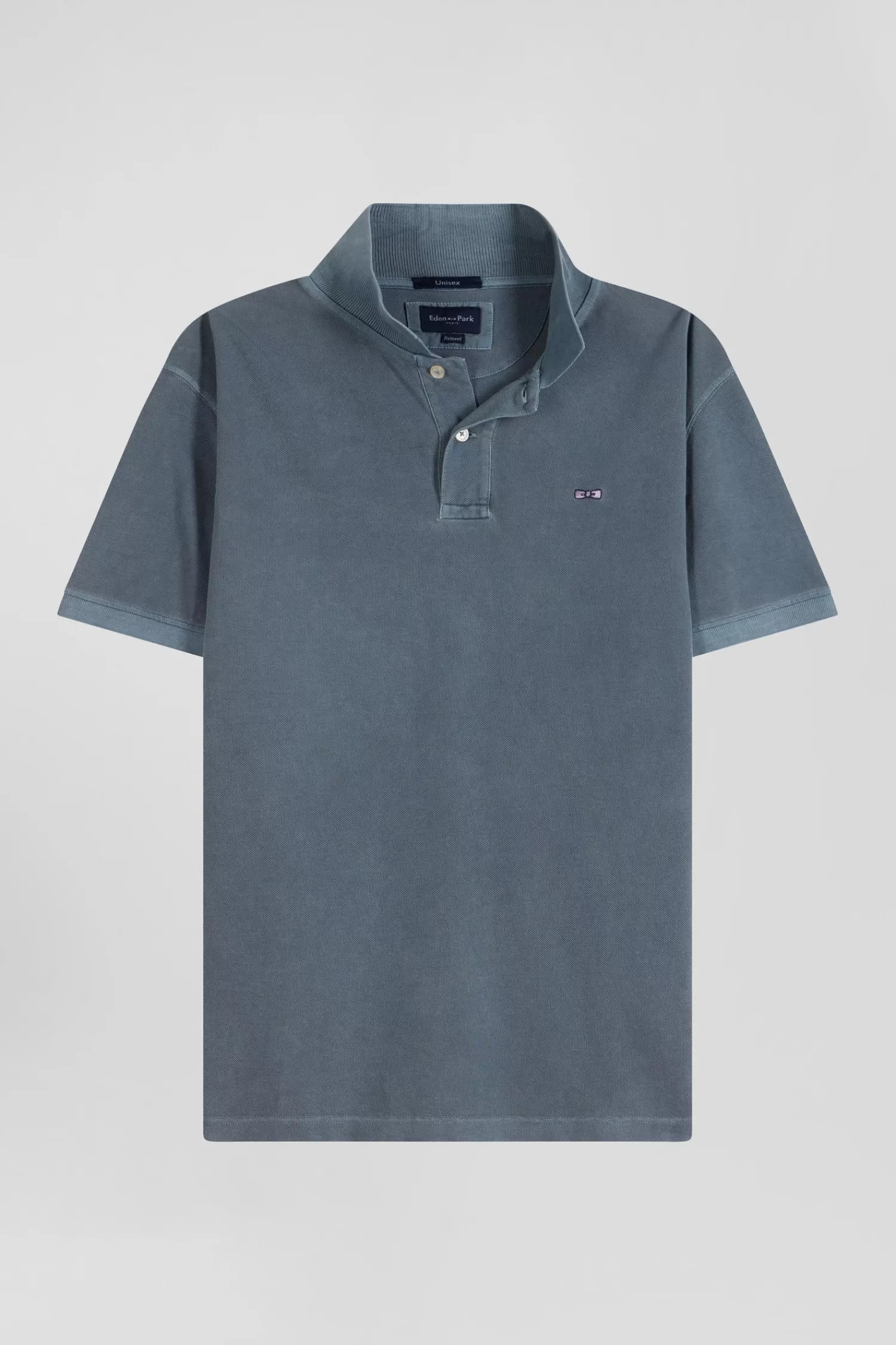 Eden Park Oversized grey unisex short-sleeved cotton piqué polo shirt<Women Polos | Polos