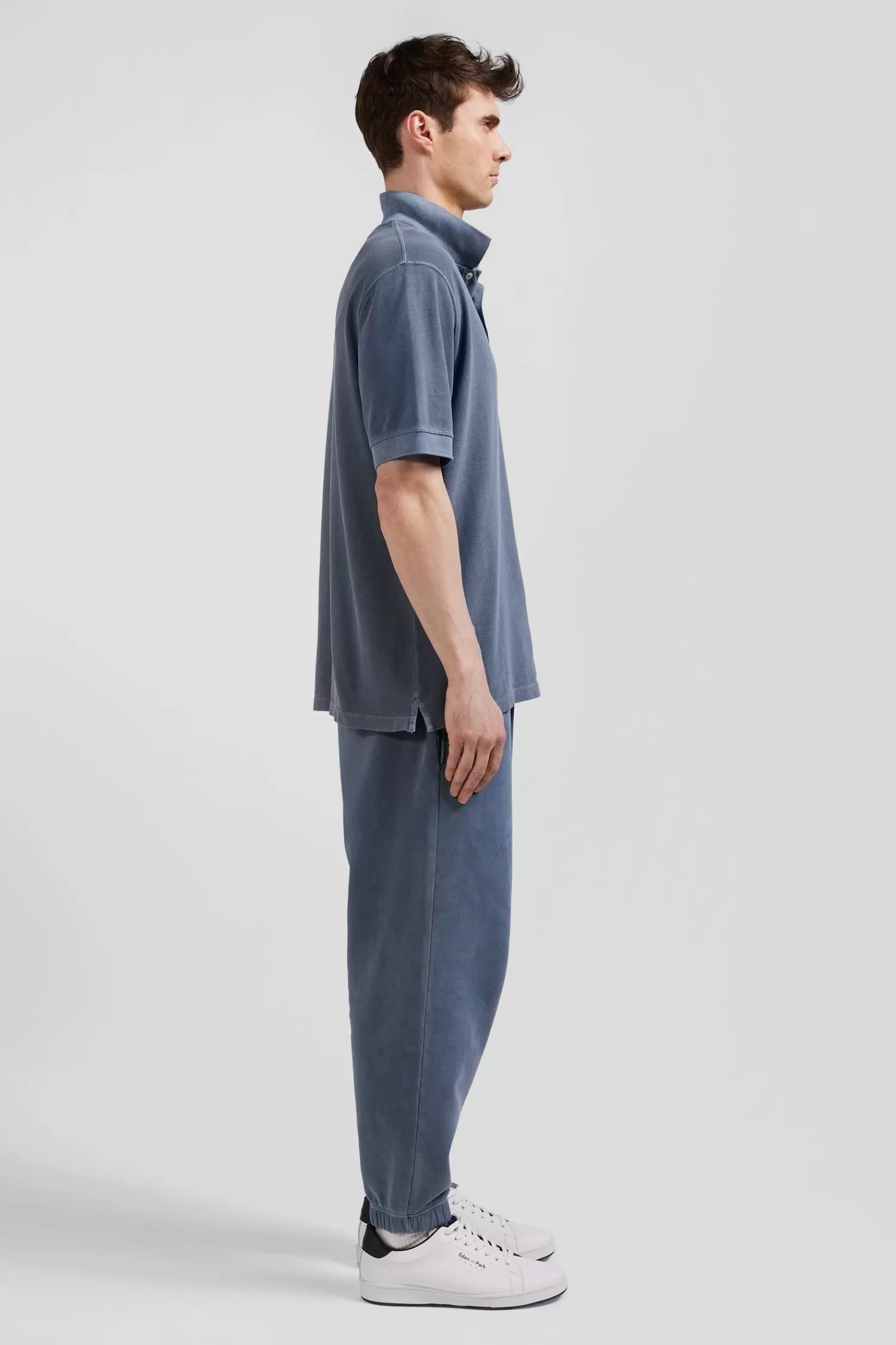 Eden Park Oversized grey unisex short-sleeved cotton piqué polo shirt<Women Polos | Polos