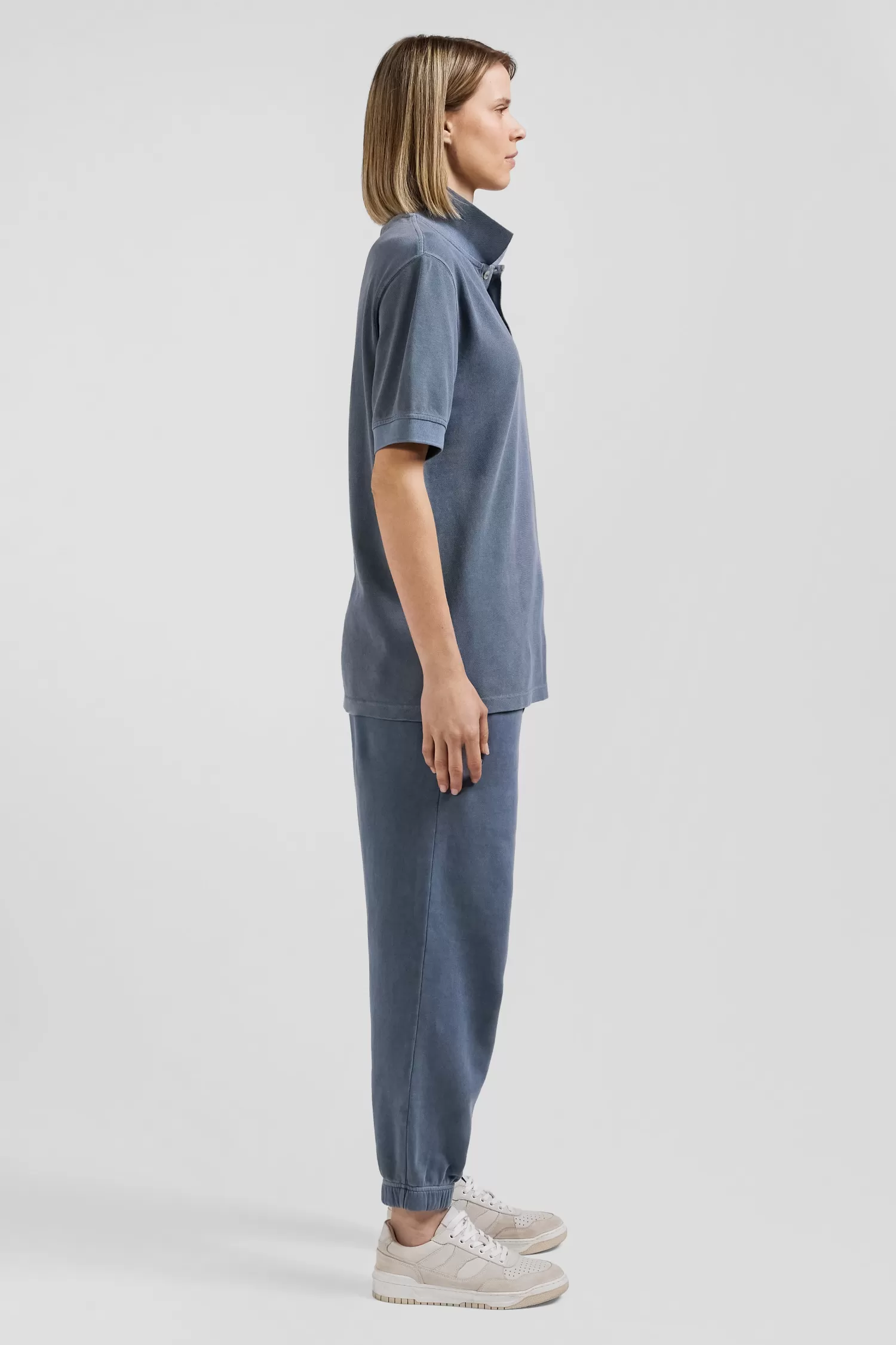 Eden Park Oversized grey unisex short-sleeved cotton piqué polo shirt<Women Polos | Polos