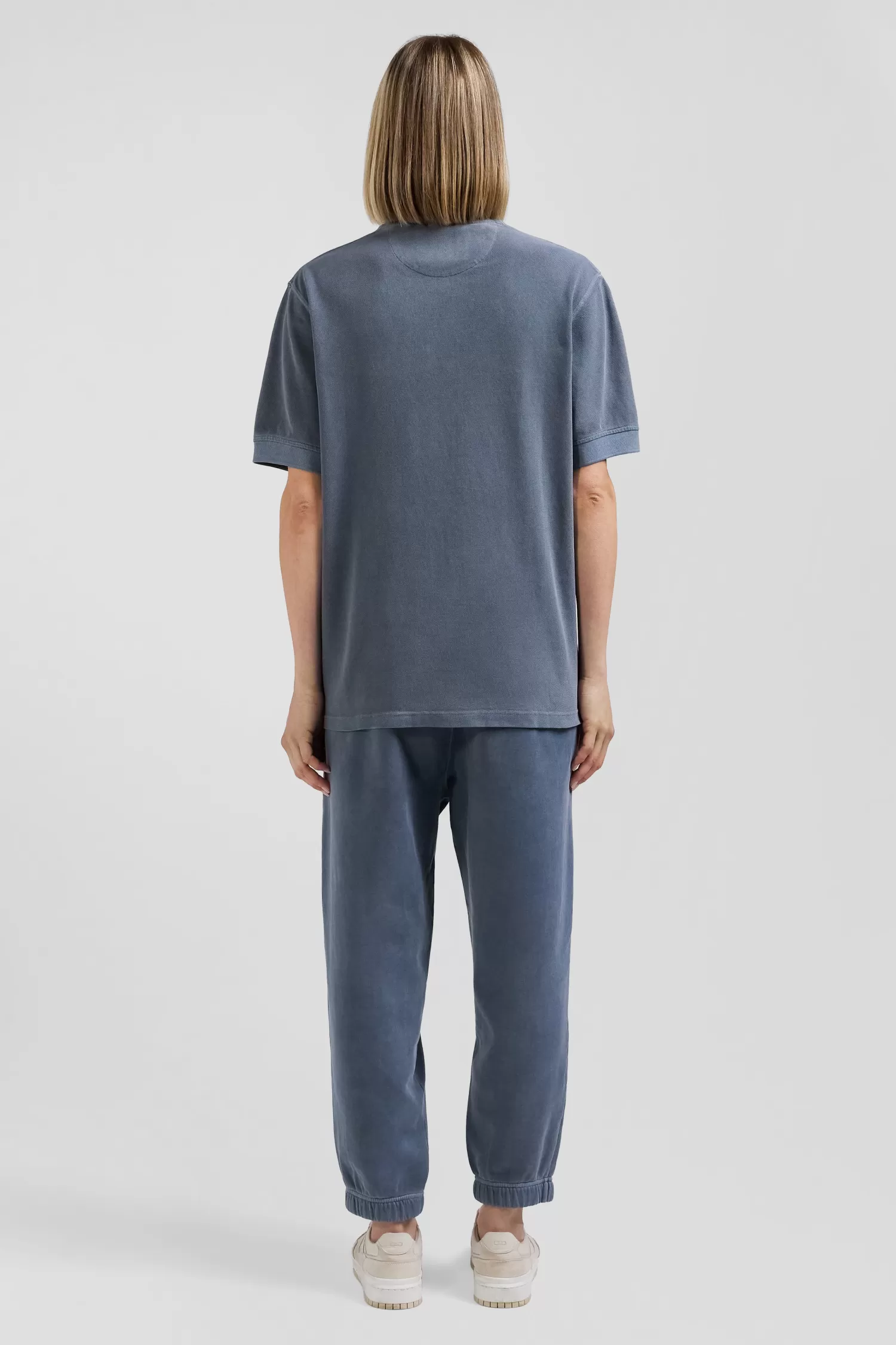 Eden Park Oversized grey unisex short-sleeved cotton piqué polo shirt<Women Polos | Polos