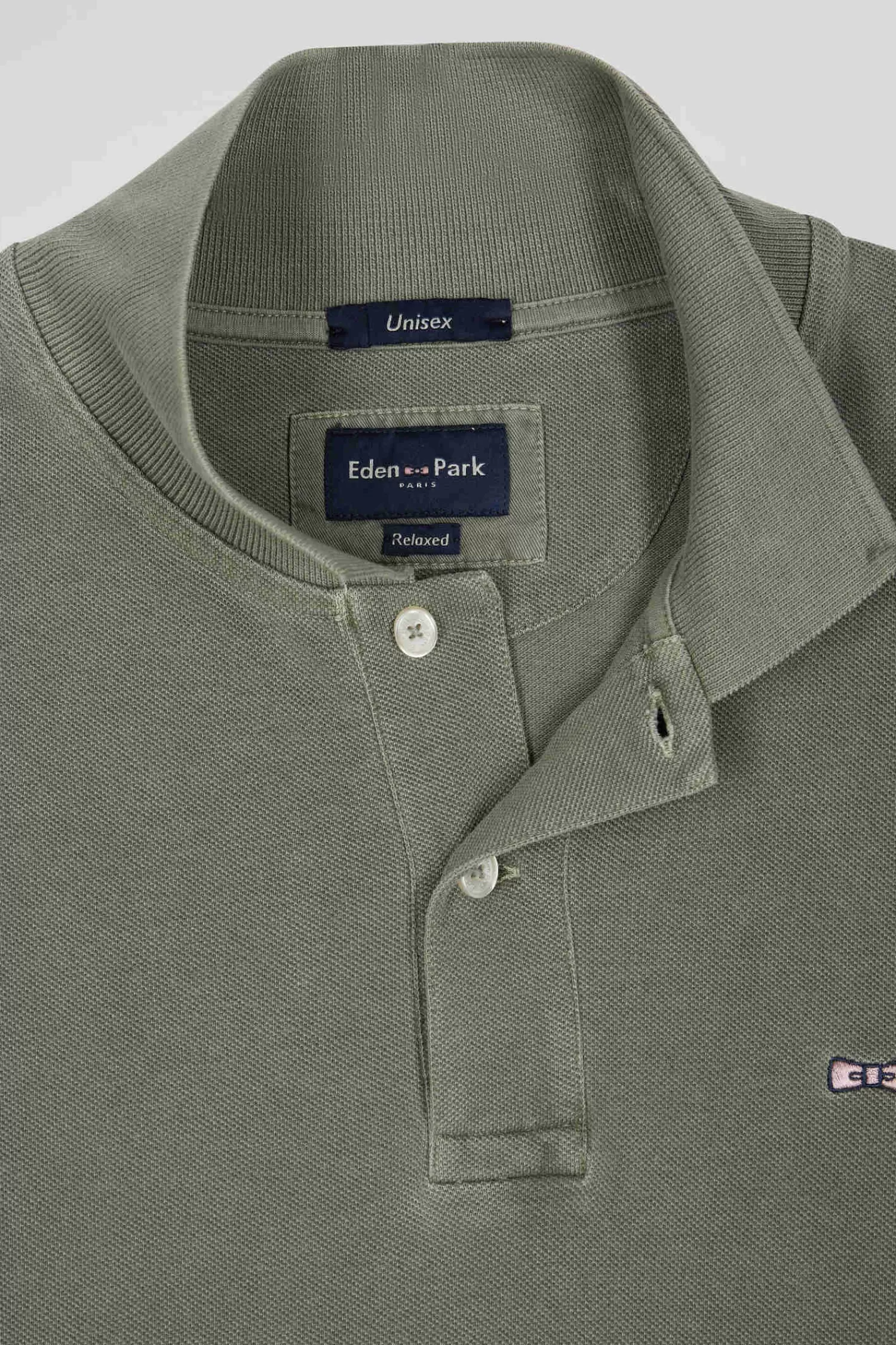 Eden Park Oversized khaki unisex short-sleeved cotton piqué polo shirt<Women Polos | Polos