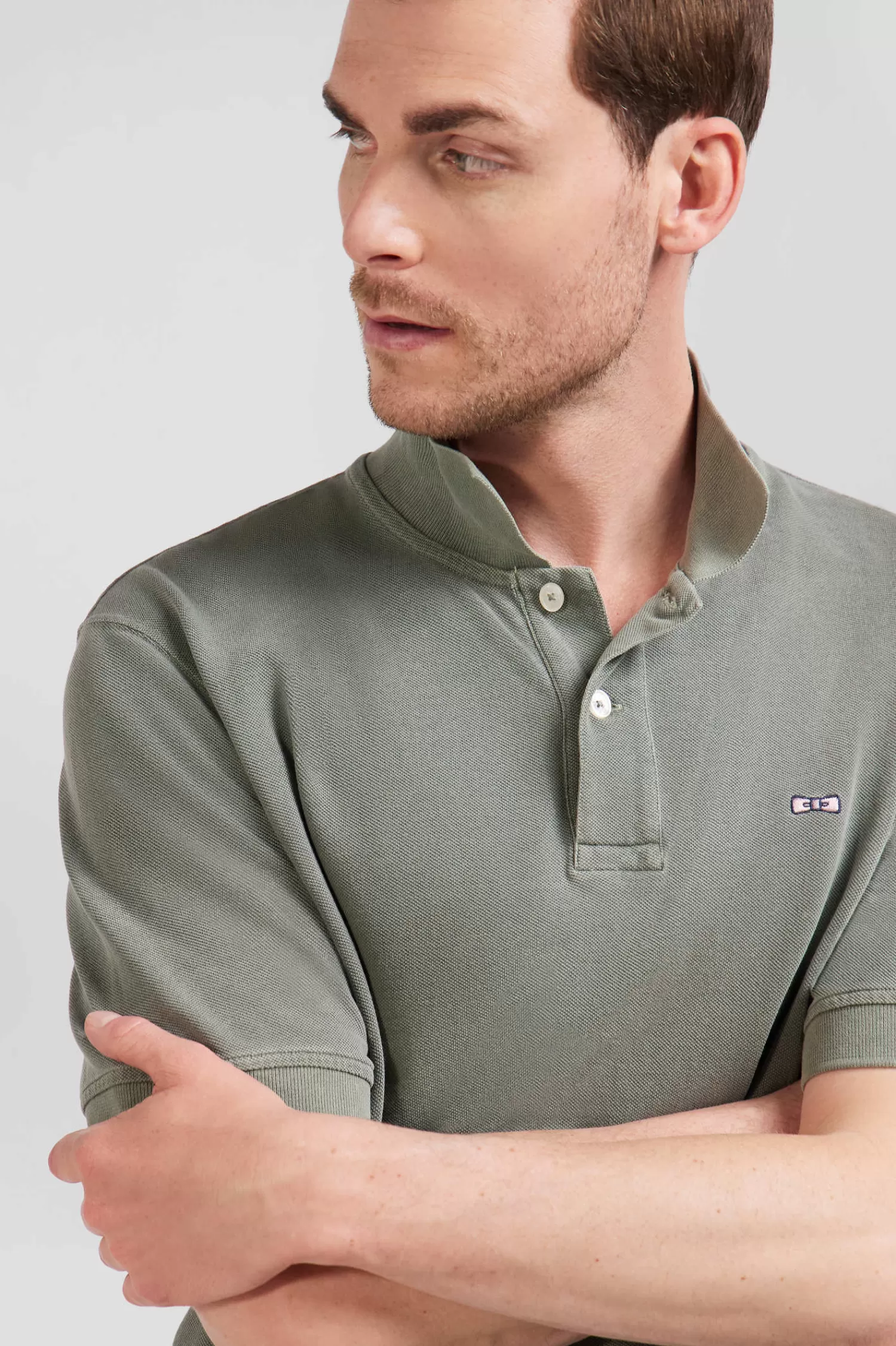 Eden Park Oversized khaki unisex short-sleeved cotton piqué polo shirt<Women Polos | Polos