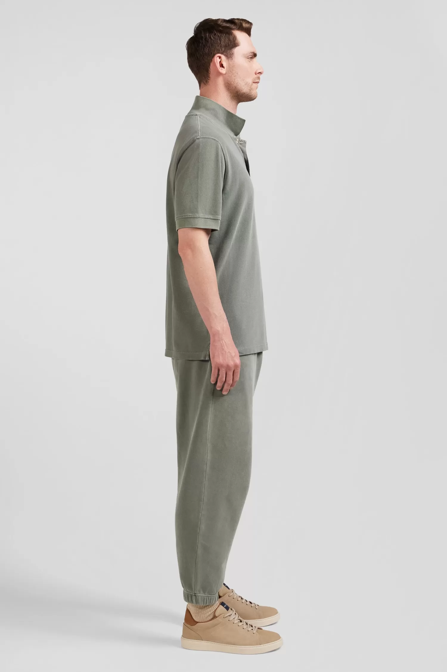 Eden Park Oversized khaki unisex short-sleeved cotton piqué polo shirt<Women Polos | Polos