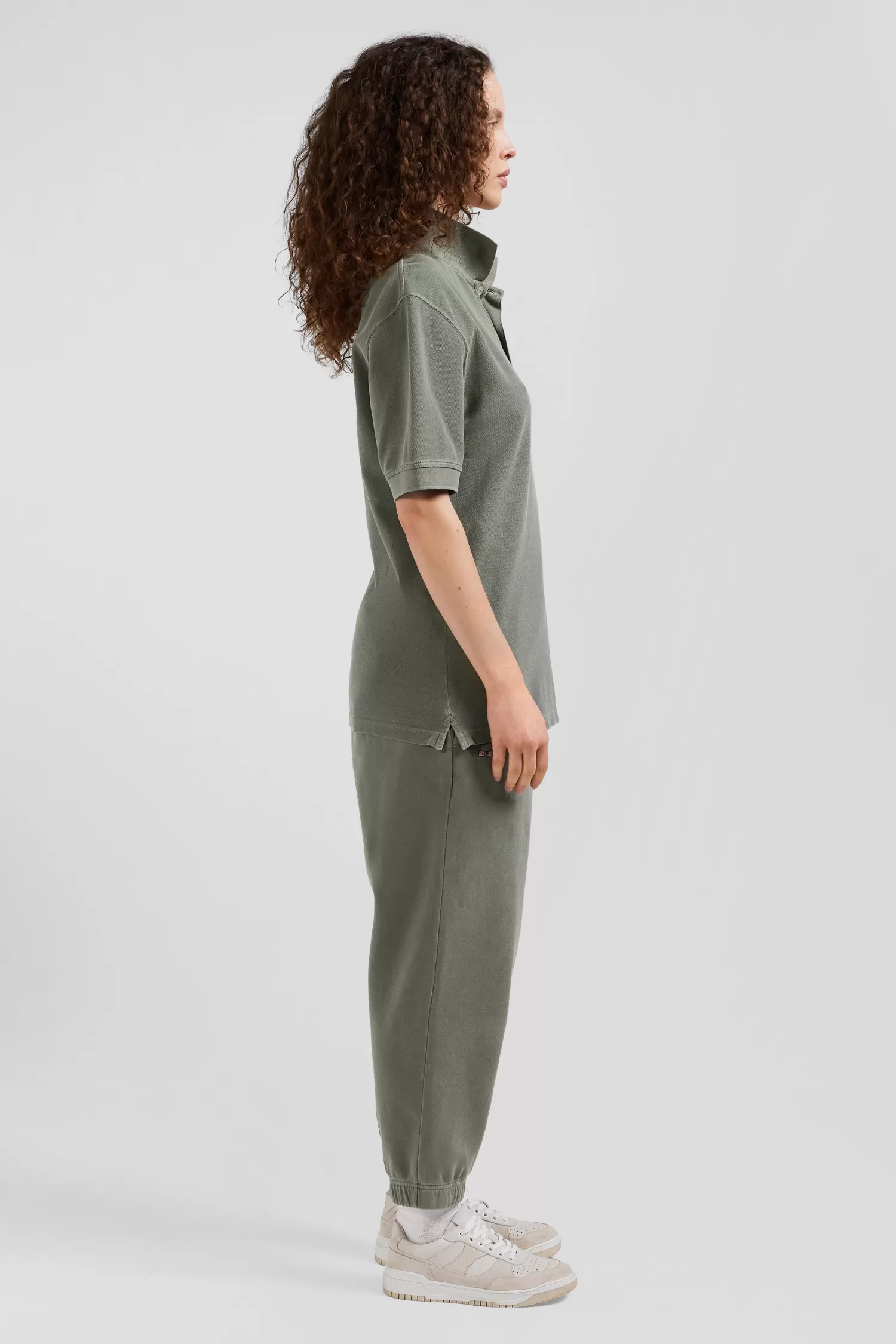 Eden Park Oversized khaki unisex short-sleeved cotton piqué polo shirt<Women Polos | Polos