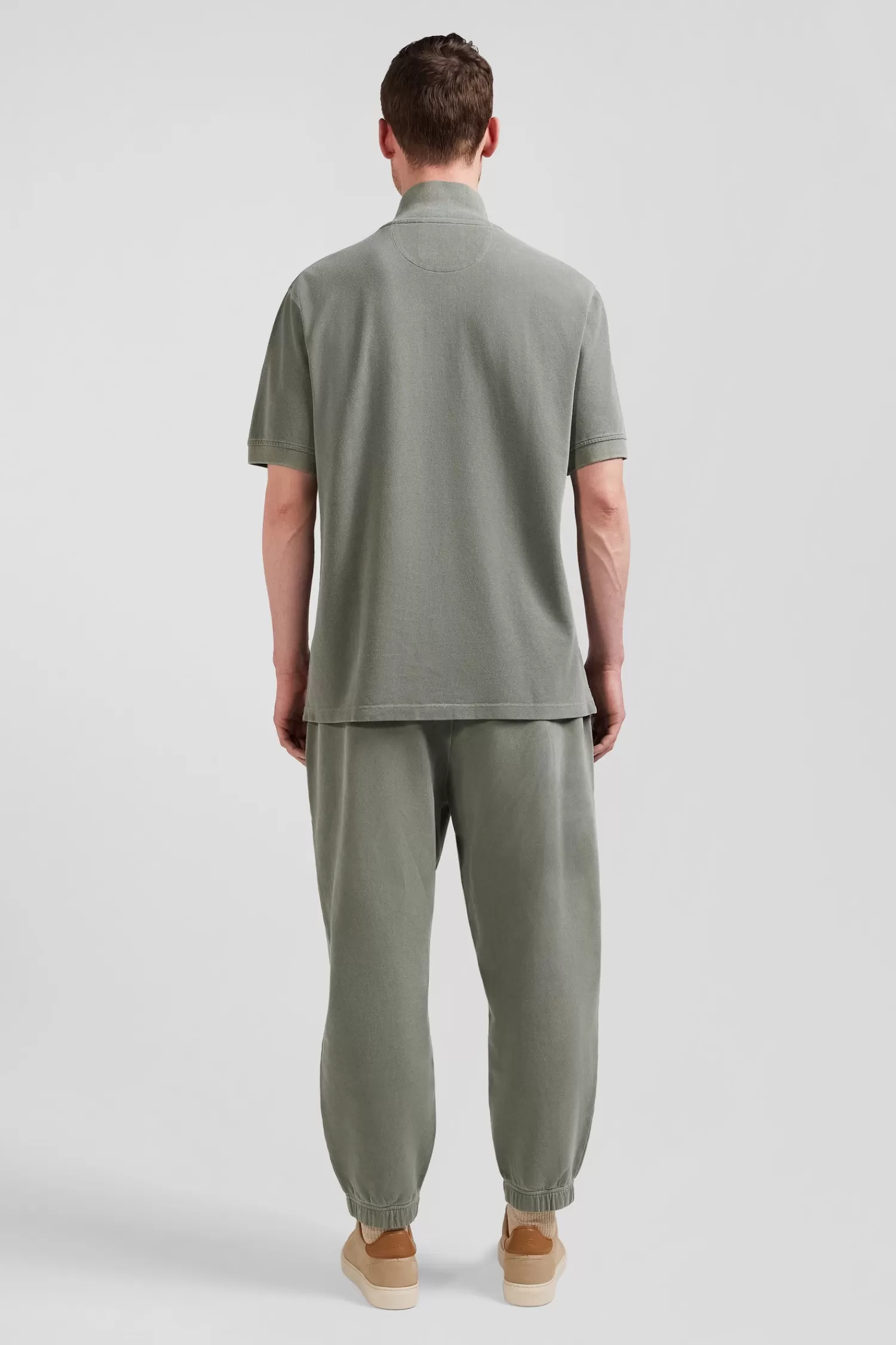 Eden Park Oversized khaki unisex short-sleeved cotton piqué polo shirt<Women Polos | Polos