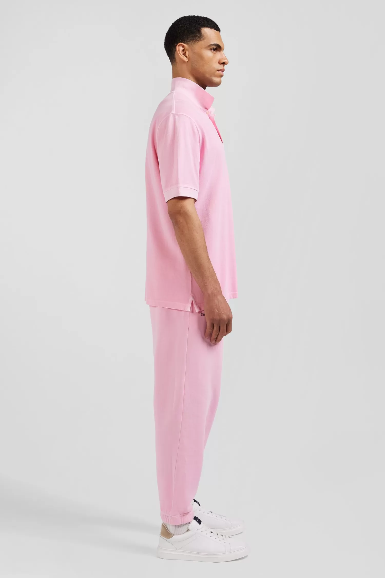 Eden Park Oversized pink unisex short-sleeved cotton piqué polo shirt<Women Polos | Polos
