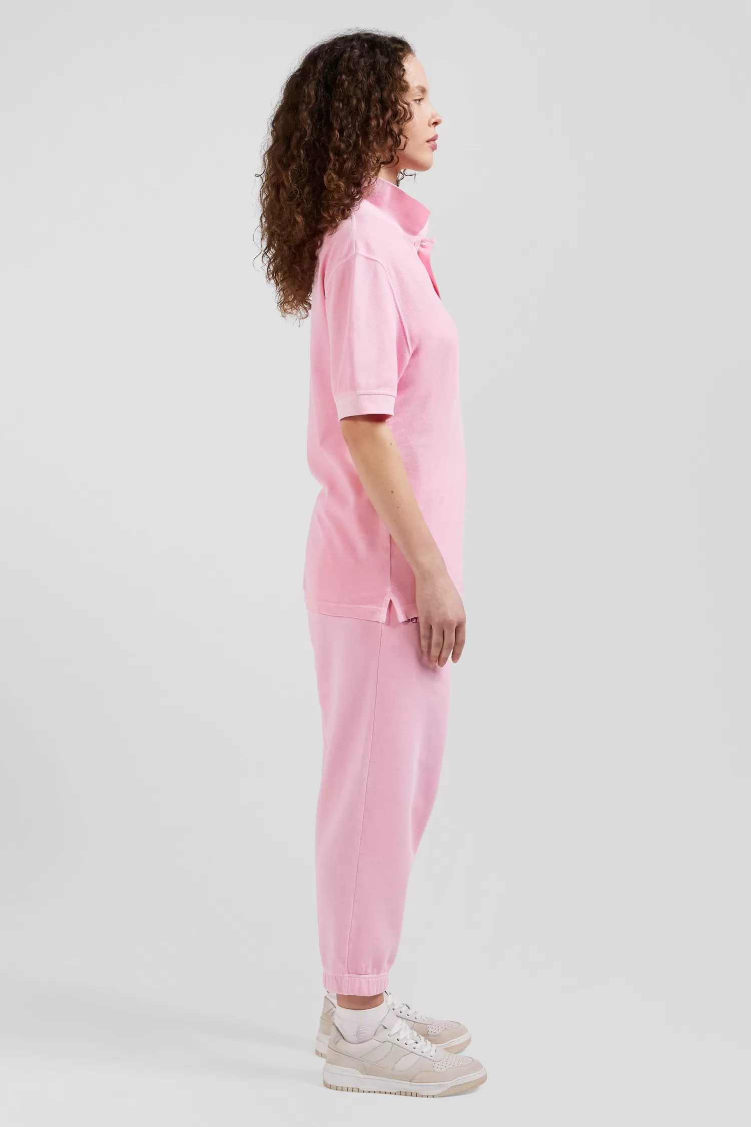 Eden Park Oversized pink unisex short-sleeved cotton piqué polo shirt<Women Polos | Polos