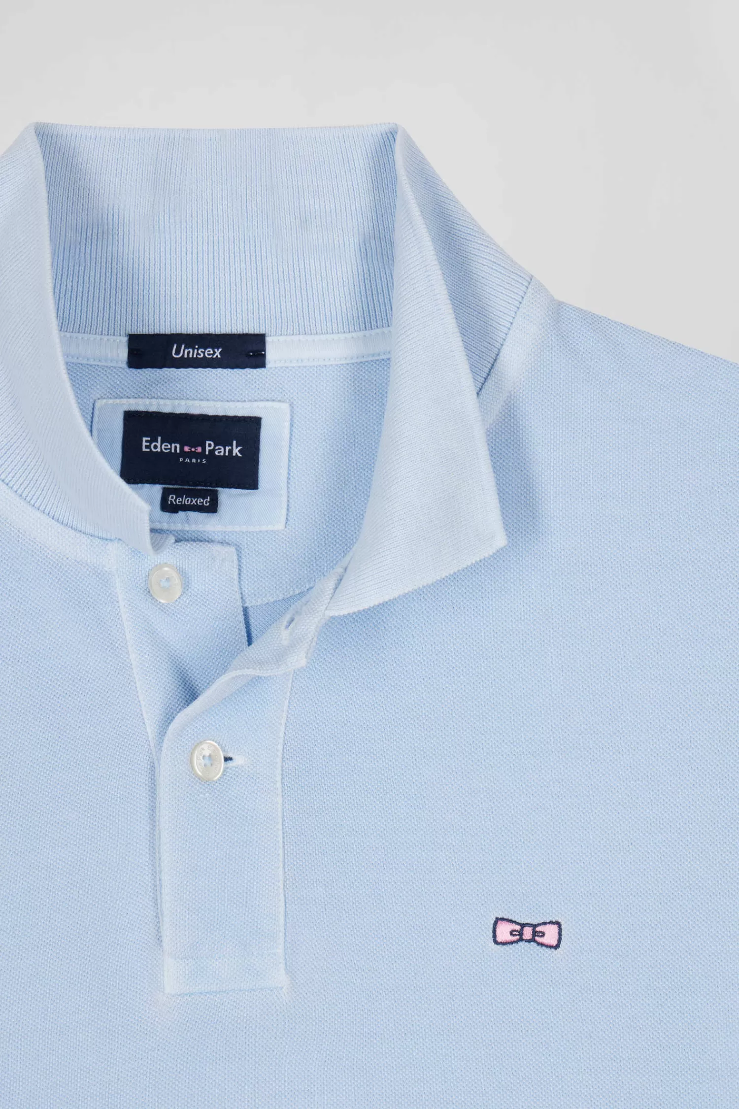 Eden Park Oversized sky blue unisex short-sleeved cotton piqué polo shirt<Women Polos | Polos