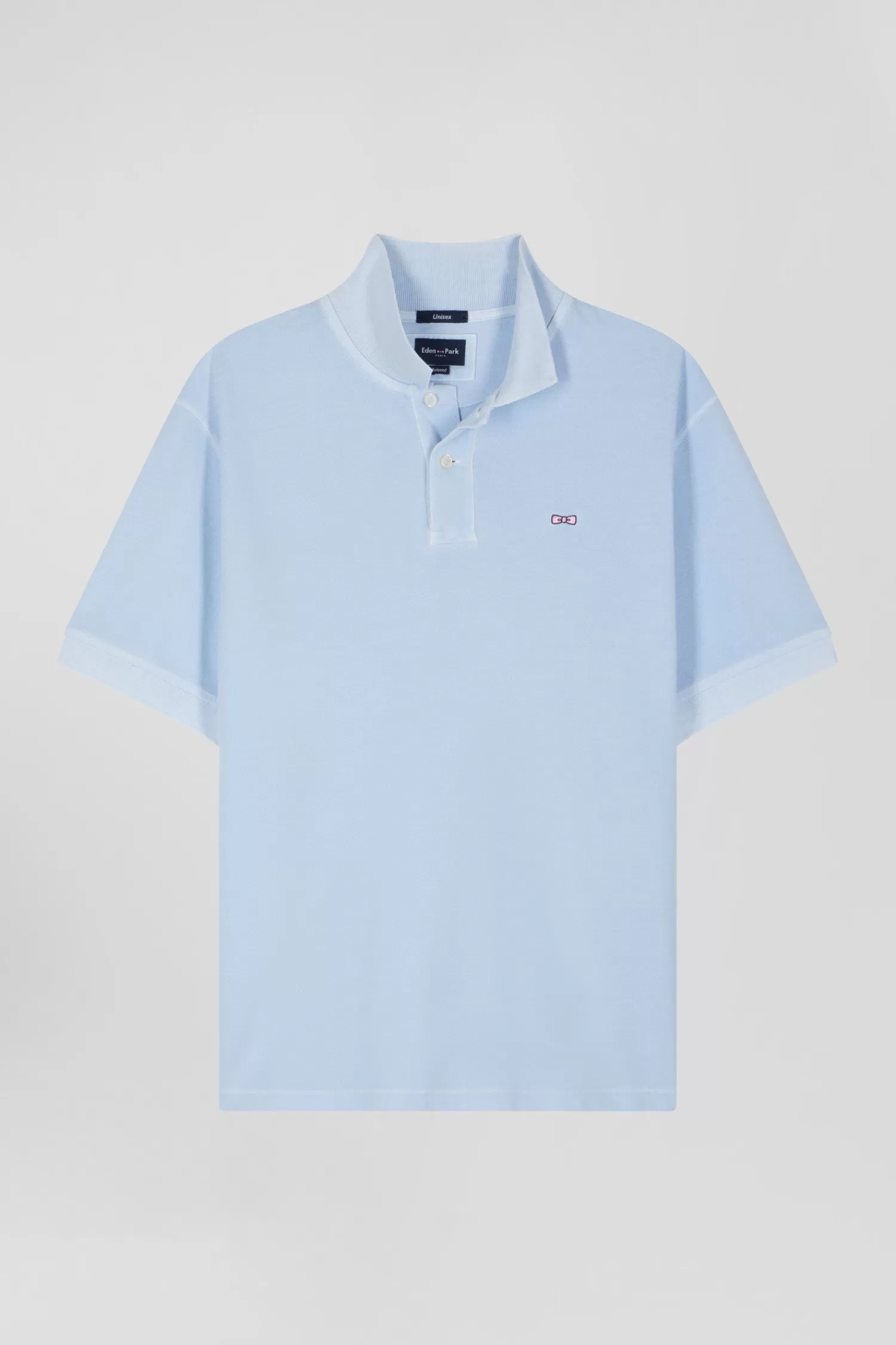 Eden Park Oversized sky blue unisex short-sleeved cotton piqué polo shirt<Women Polos | Polos