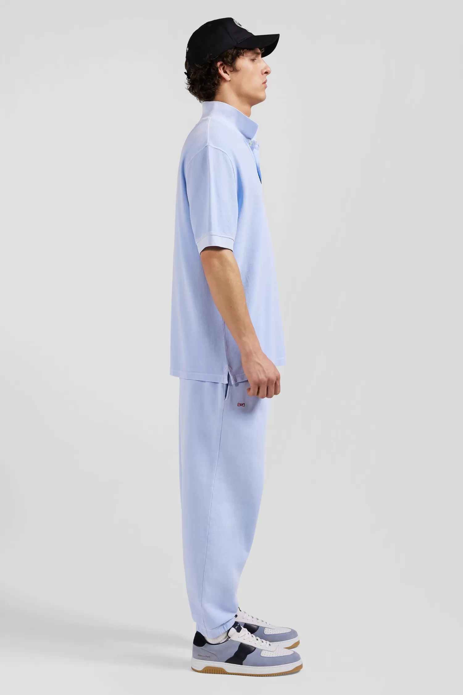 Eden Park Oversized sky blue unisex short-sleeved cotton piqué polo shirt<Women Polos | Polos