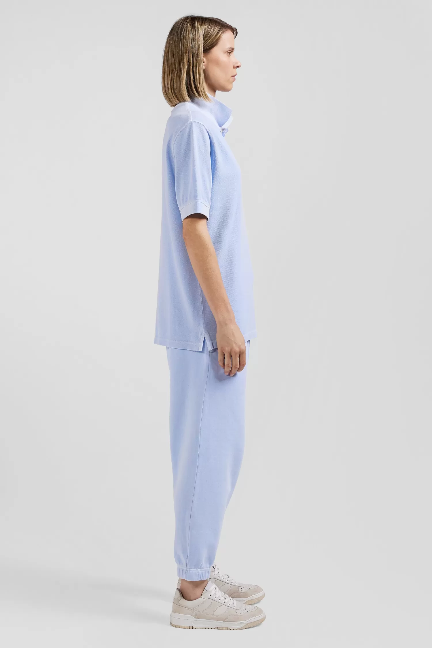 Eden Park Oversized sky blue unisex short-sleeved cotton piqué polo shirt<Women Polos | Polos