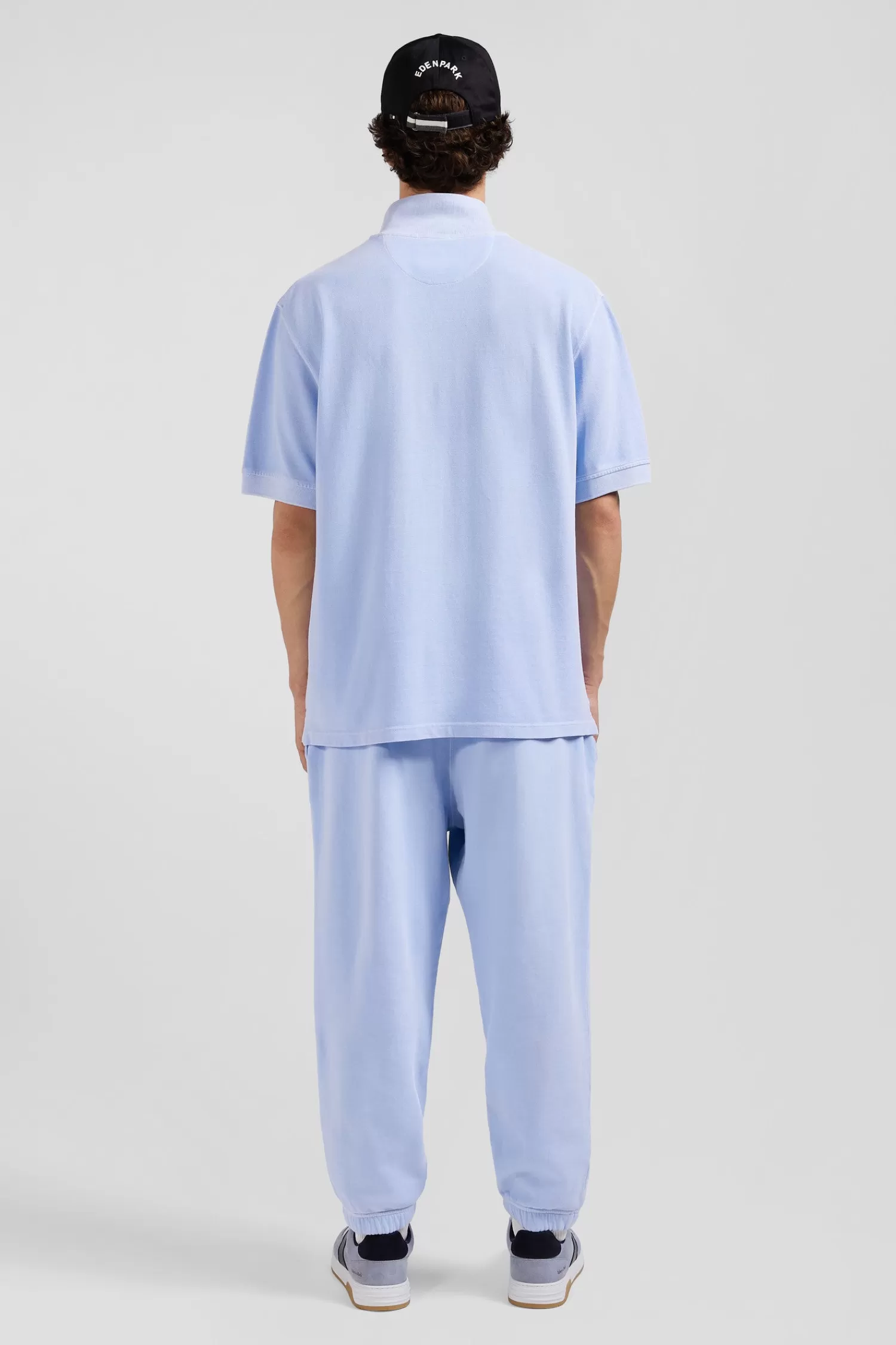 Eden Park Oversized sky blue unisex short-sleeved cotton piqué polo shirt<Women Polos | Polos