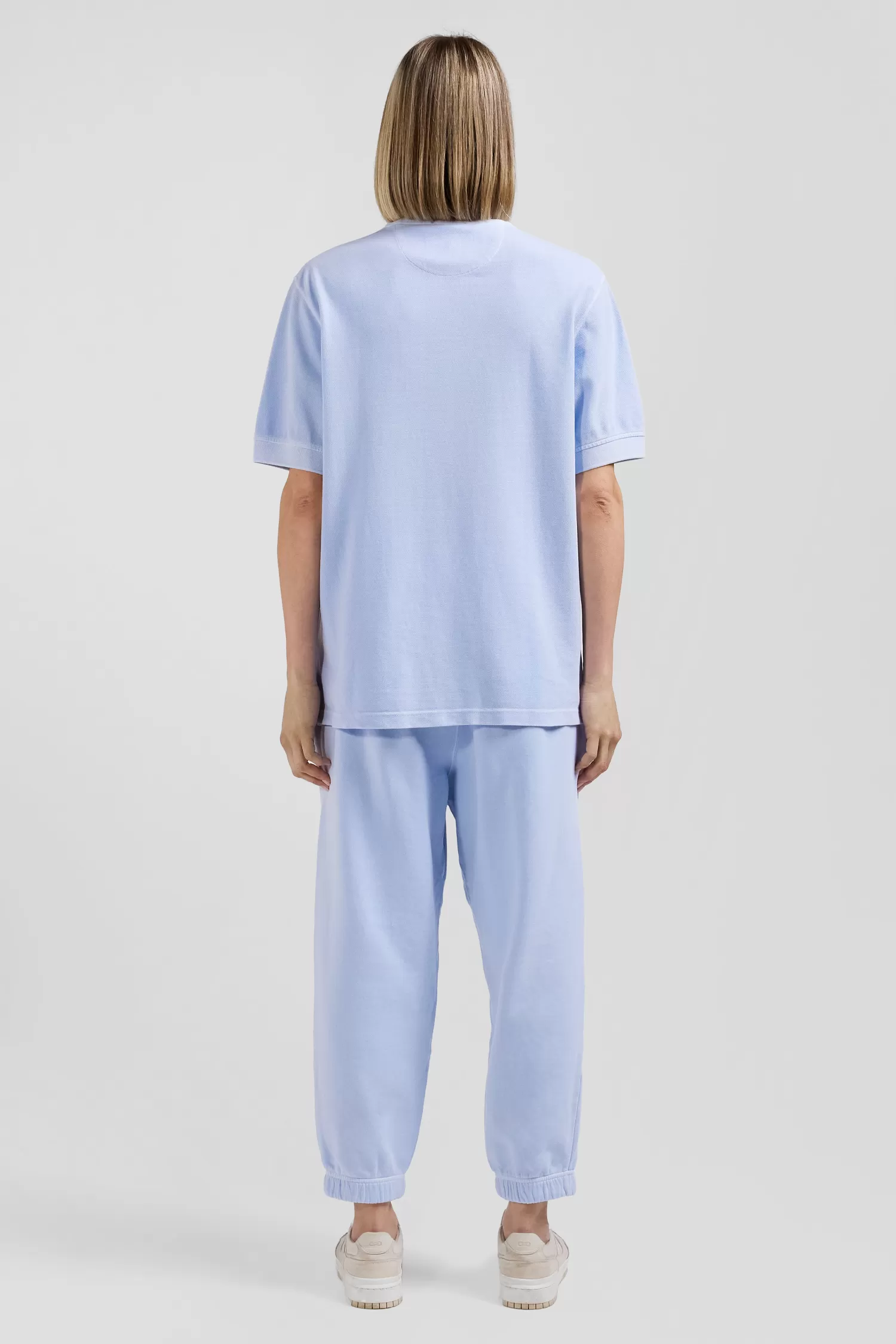 Eden Park Oversized sky blue unisex short-sleeved cotton piqué polo shirt<Women Polos | Polos