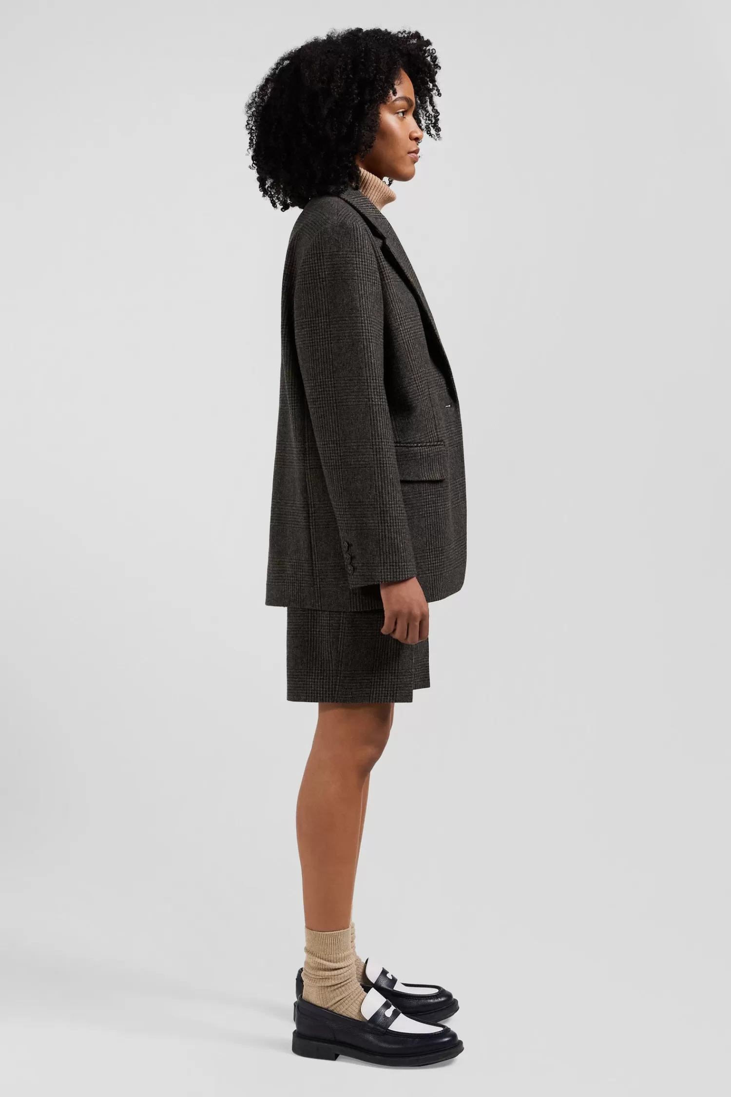 Eden Park Prince of Wales wool blend blazer Oversized fit<Women Coats And Jackets