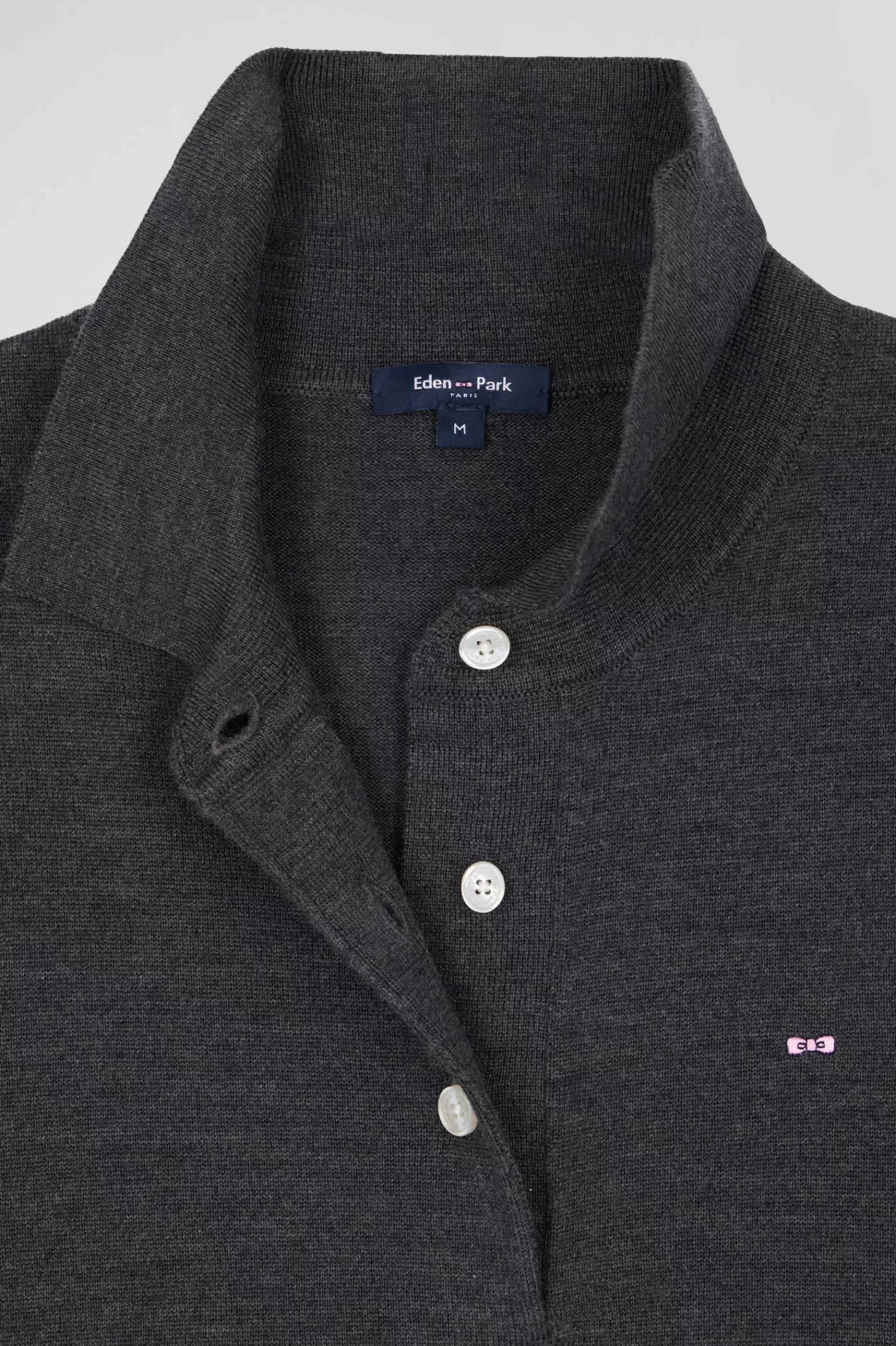 Eden Park Regular anthracite grey women's wool jumper with rugby shirt collar<Women Sweaters
