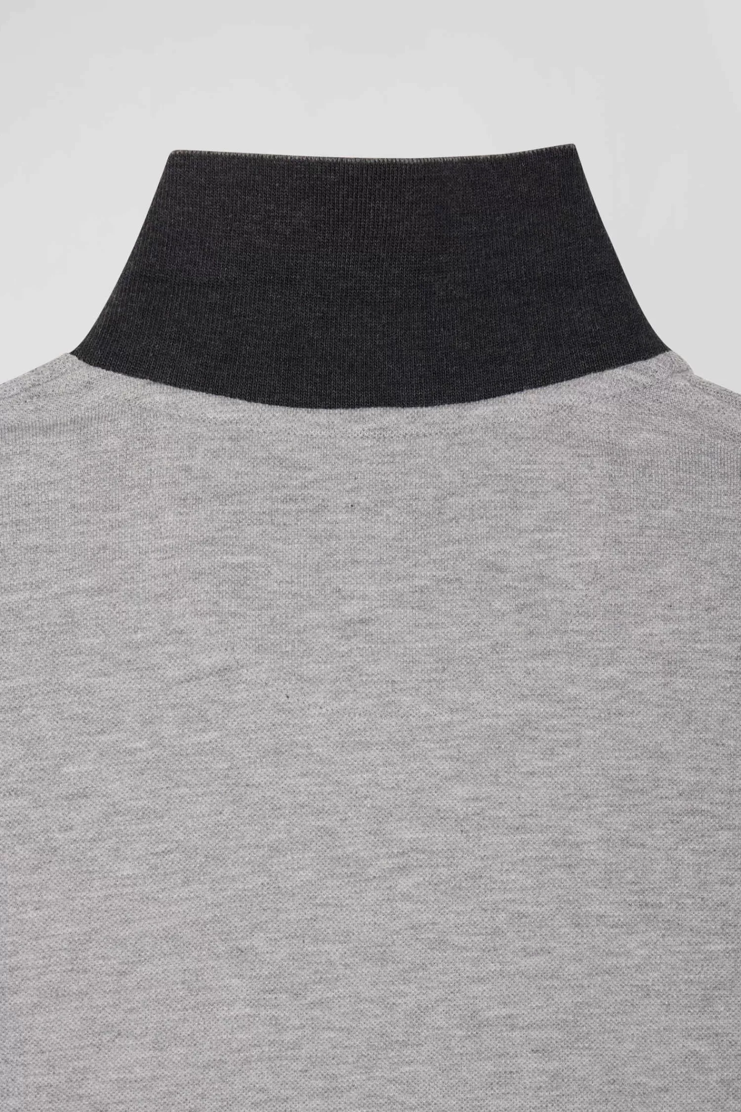 Eden Park Regular black bicolor long-sleeved cotton piqué polo shirt with jacquard collar< Polos