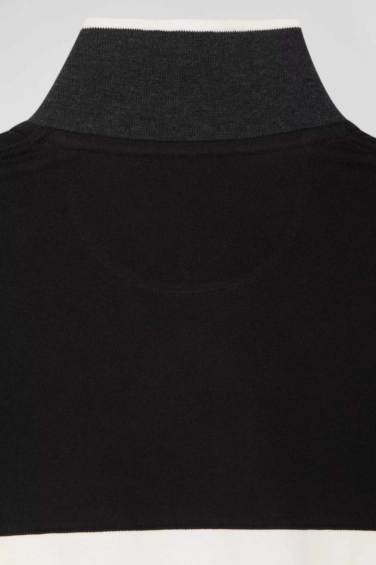 Eden Park Regular black colorblock long-sleeved cotton piqué polo shirt< Polos