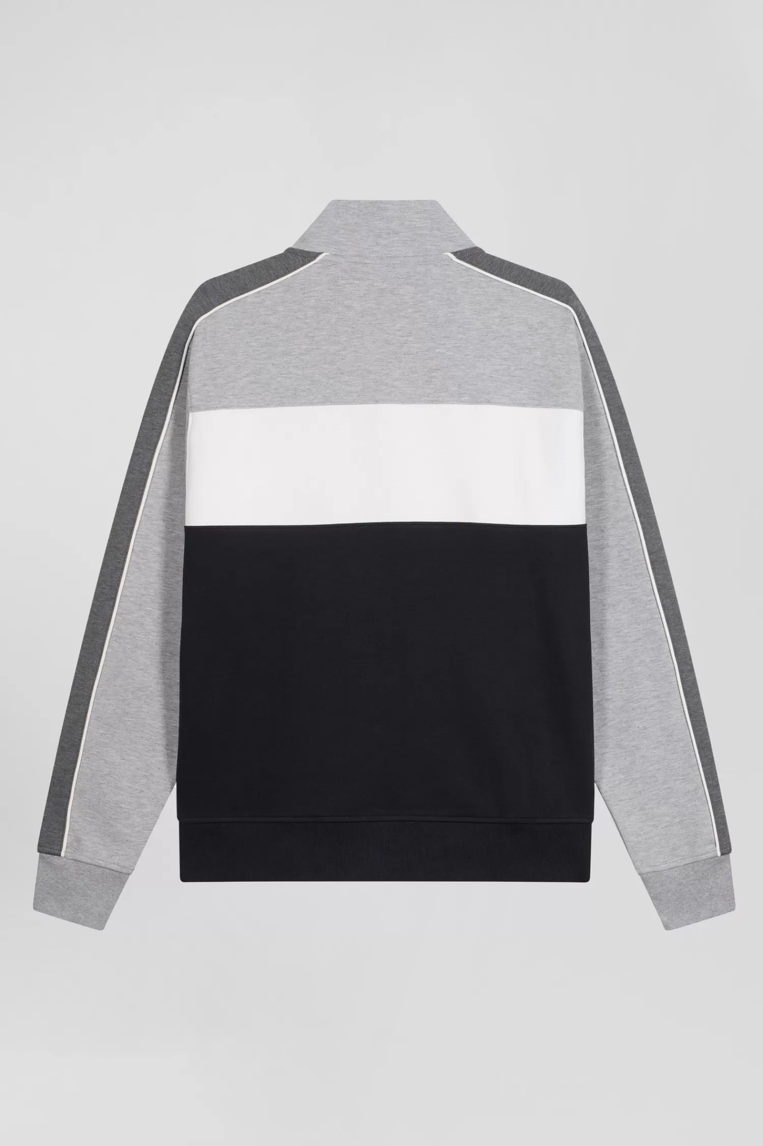 Eden Park Regular black colorblock zipped cotton blend sweatshirt< Sweatshirts