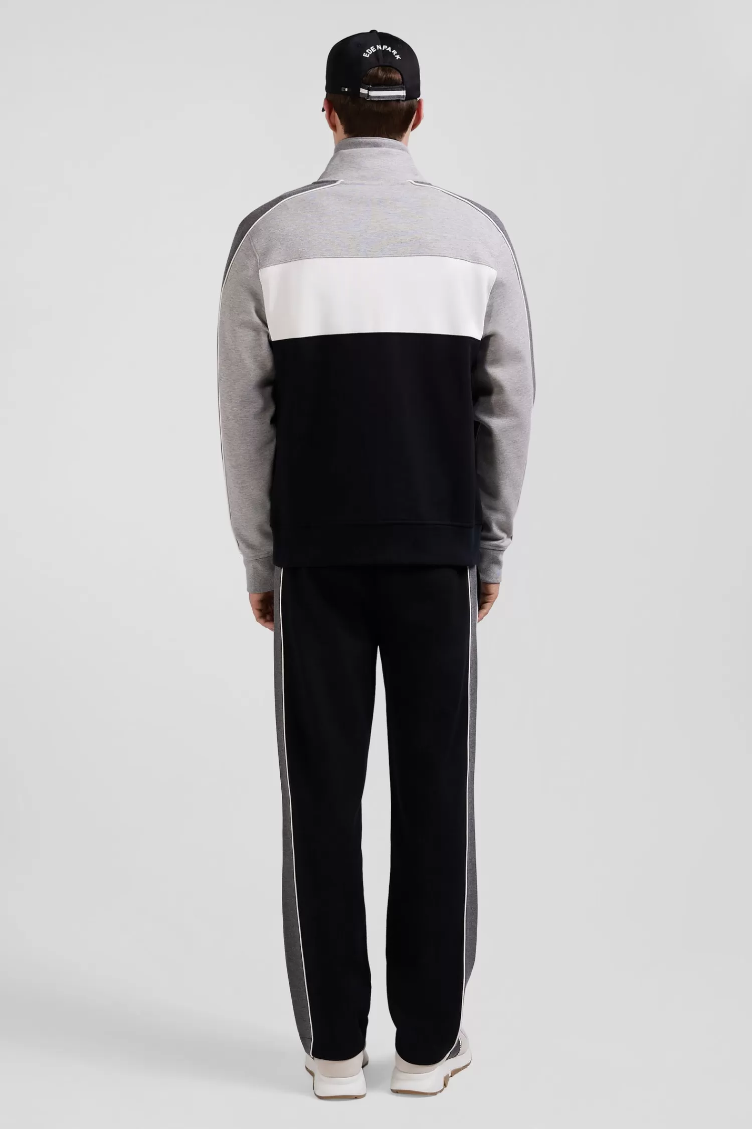 Eden Park Regular black colorblock zipped cotton blend sweatshirt< Sweatshirts