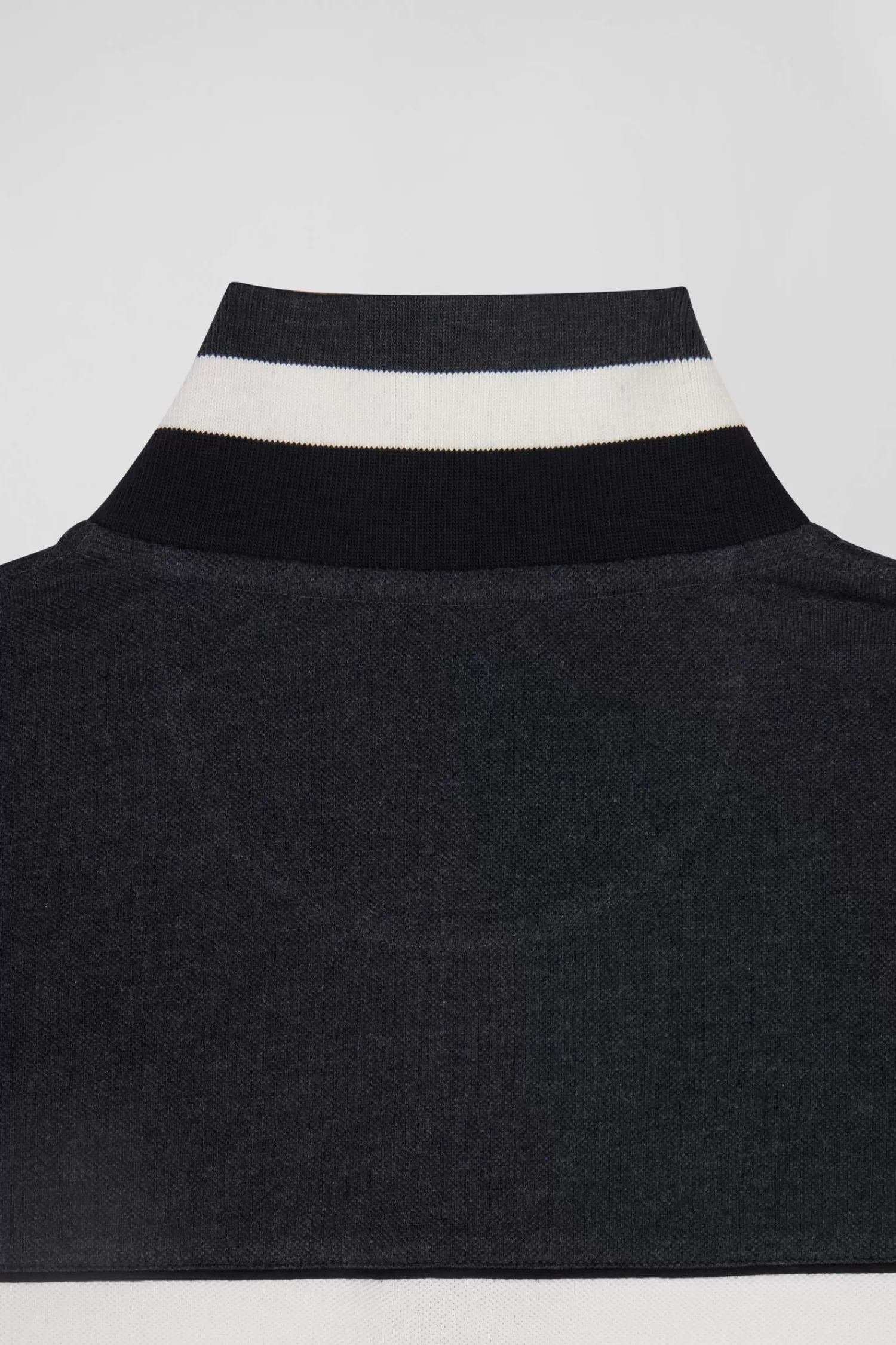 Eden Park Regular black tricolor long-sleeved cotton piqué polo shirt< Polos
