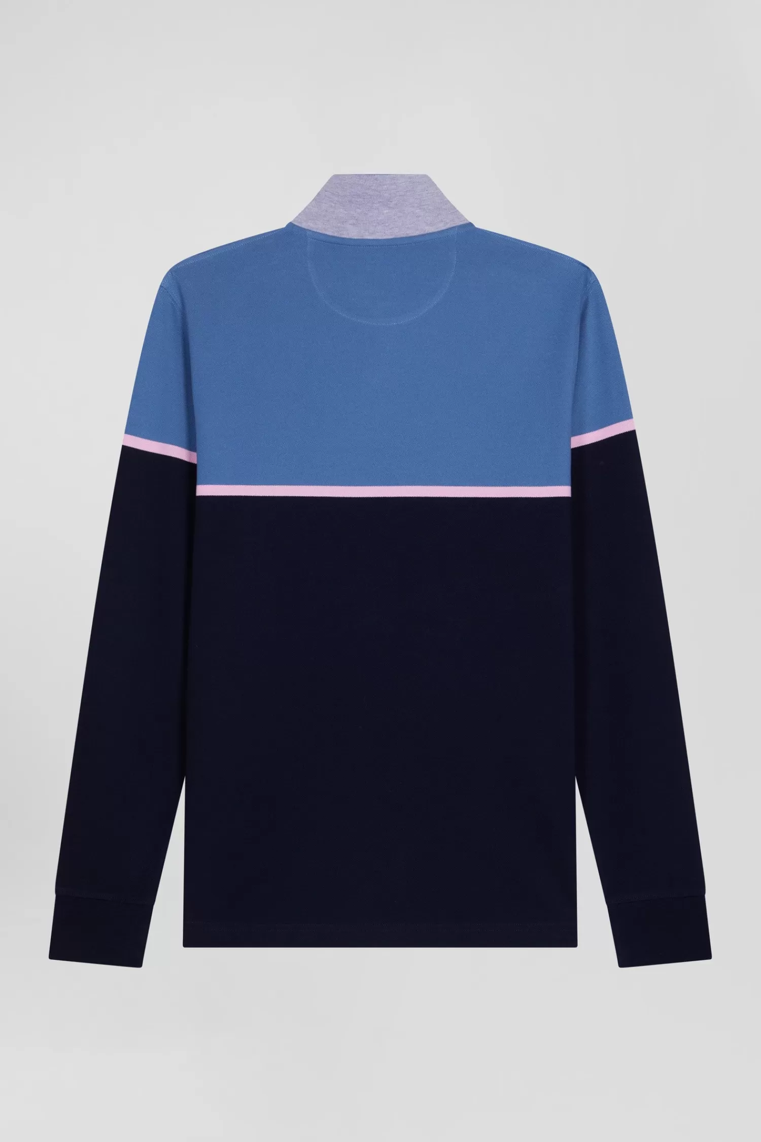Eden Park Regular blue bicolor long-sleeved cotton piqué polo shirt< Polos