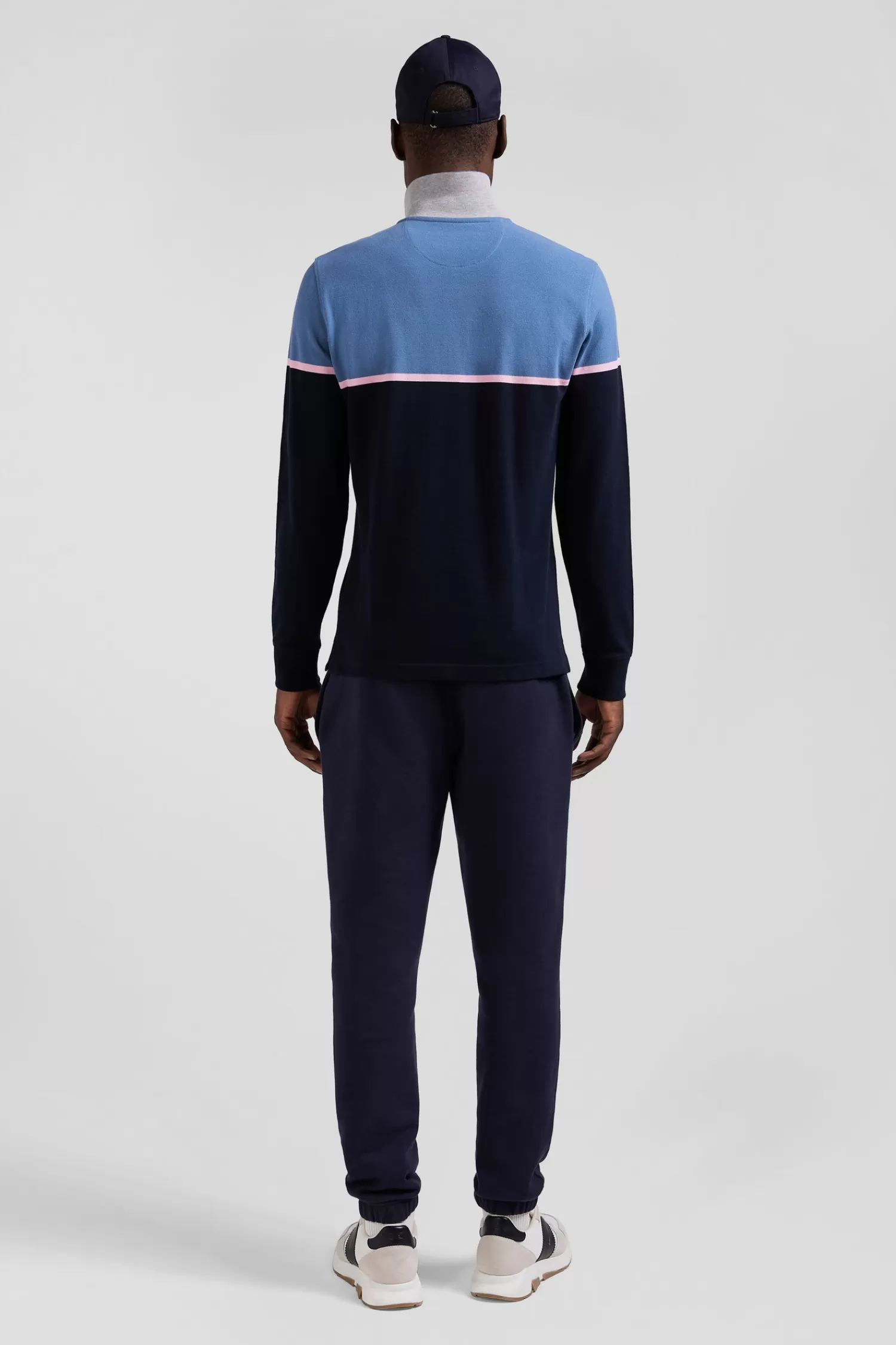 Eden Park Regular blue bicolor long-sleeved cotton piqué polo shirt< Polos