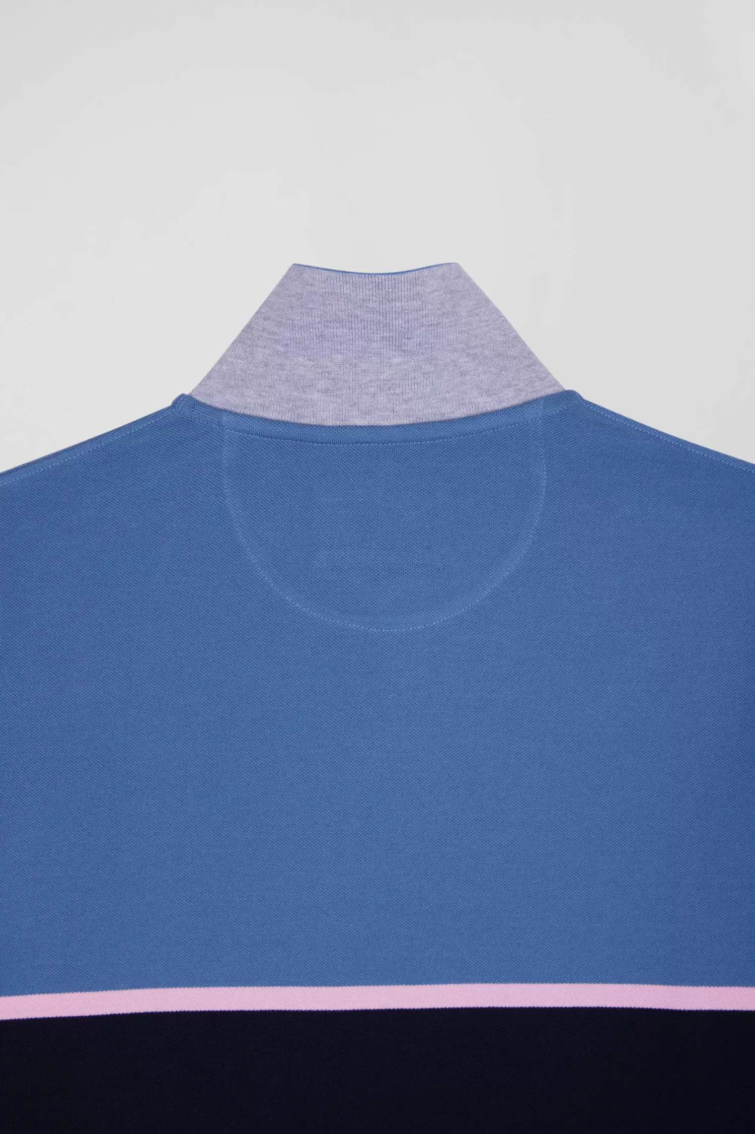 Eden Park Regular blue bicolor long-sleeved cotton piqué polo shirt< Polos