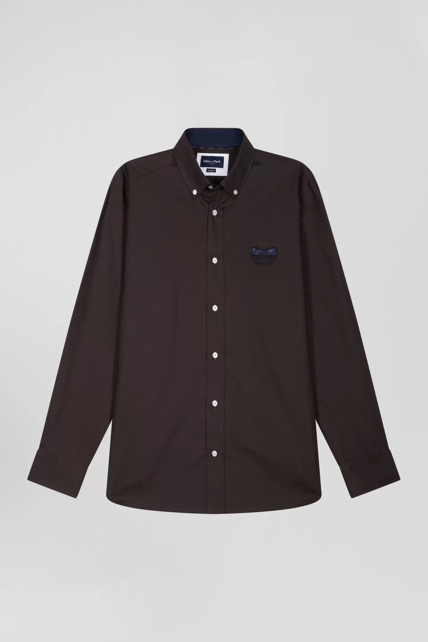 Eden Park Regular brown oxford cotton shirt with striped bow tie detail< Shirts