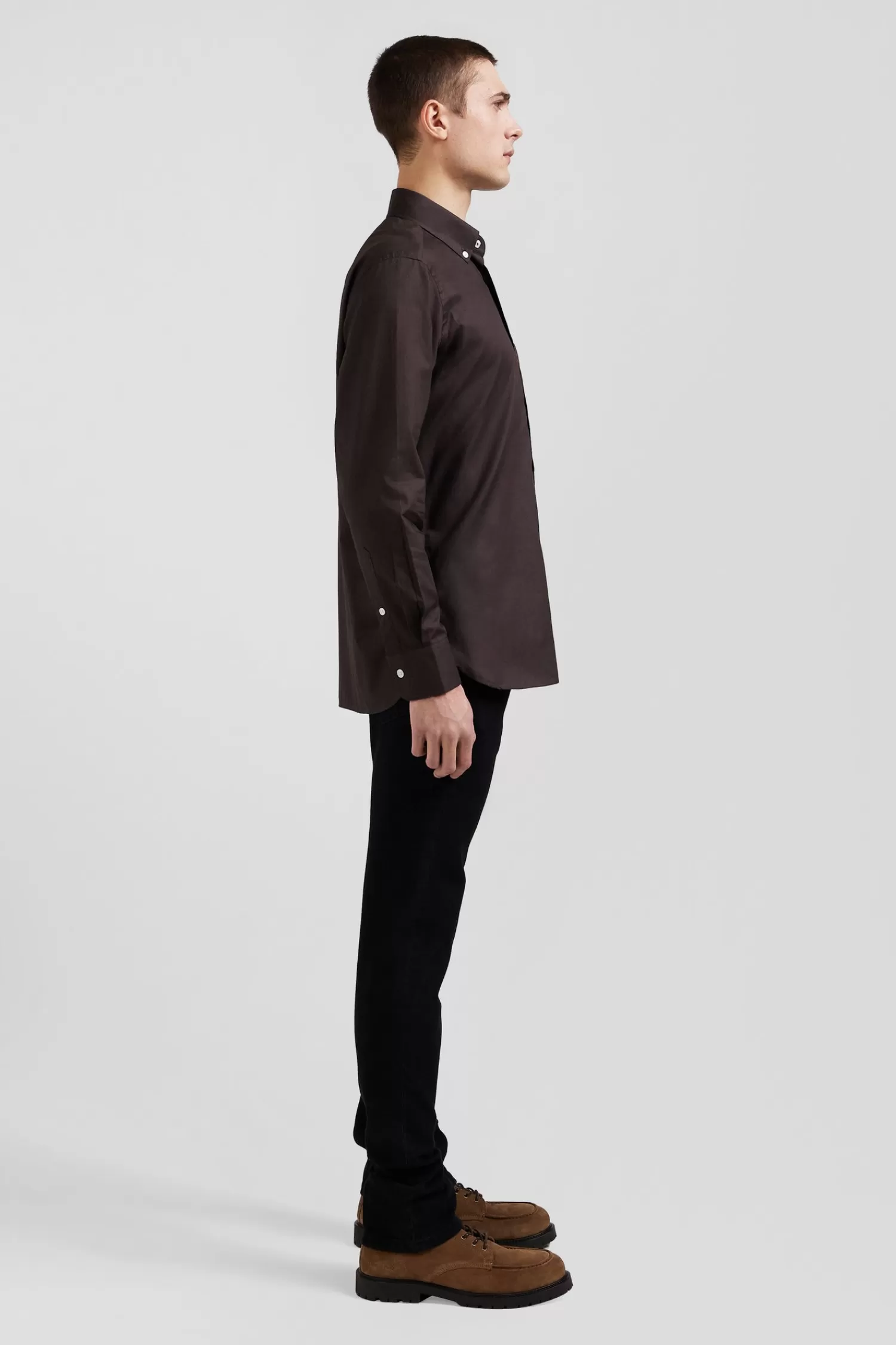 Eden Park Regular brown oxford cotton shirt with striped bow tie detail< Shirts