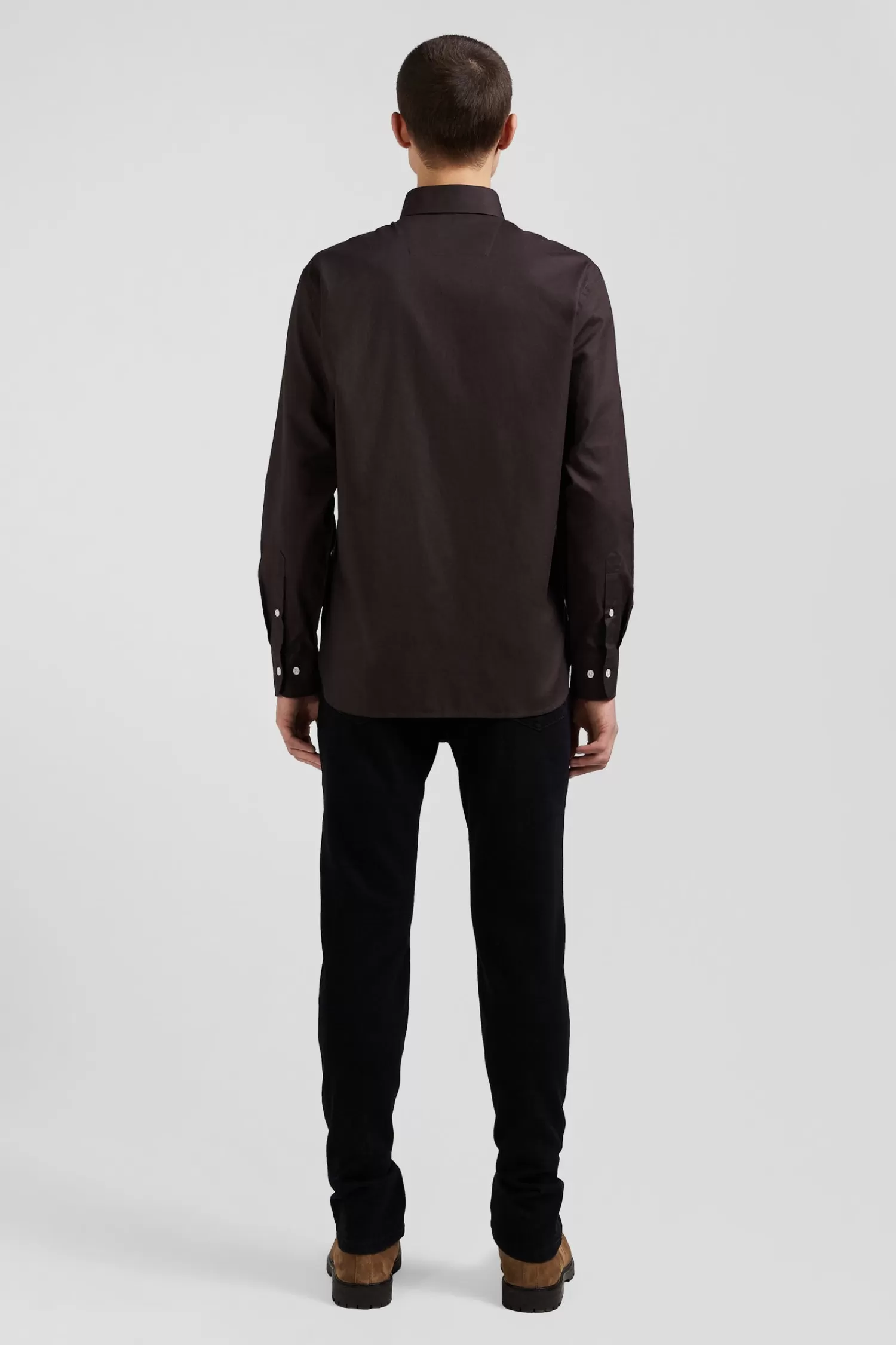 Eden Park Regular brown oxford cotton shirt with striped bow tie detail< Shirts