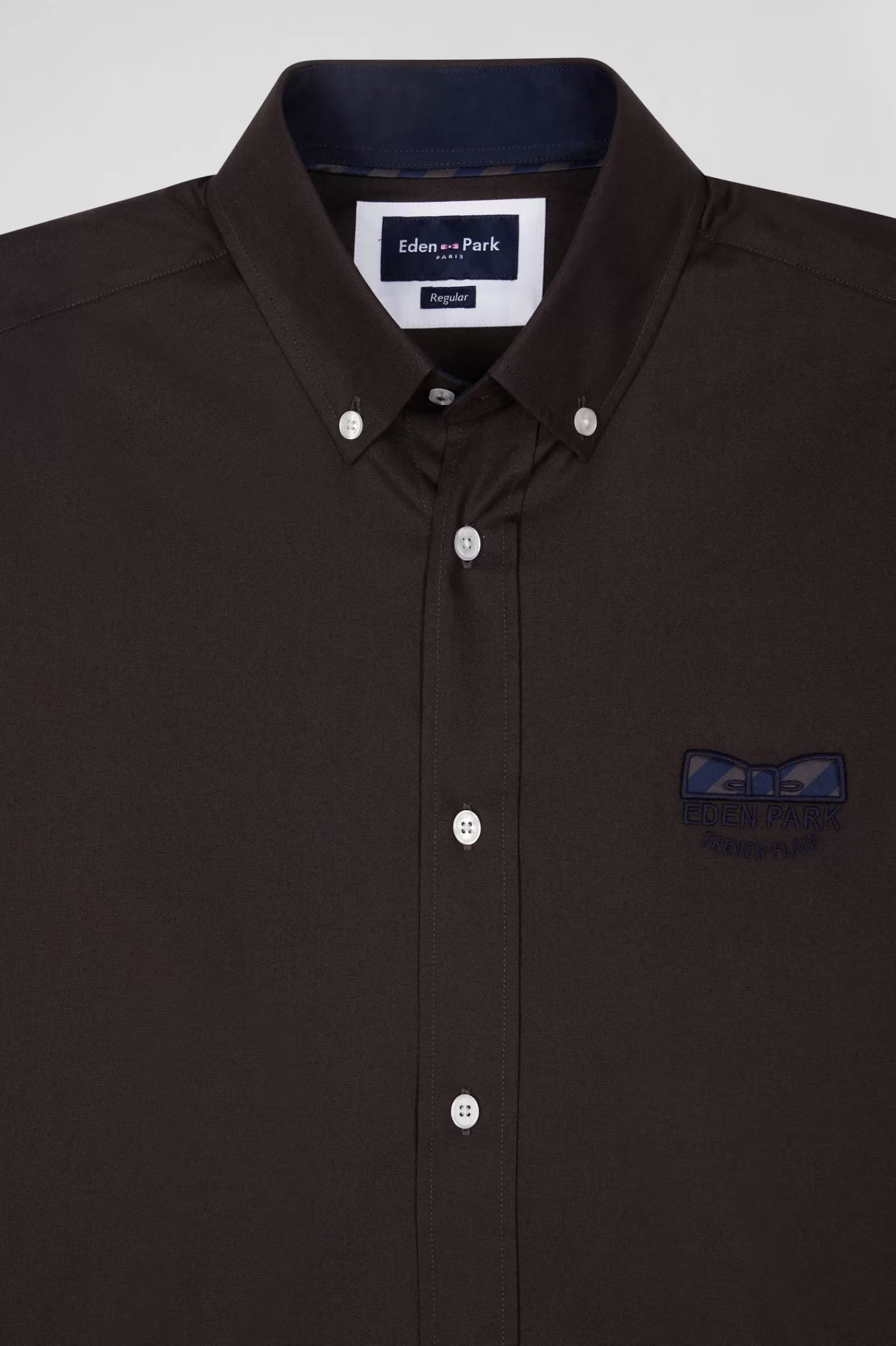 Eden Park Regular brown oxford cotton shirt with striped bow tie detail< Shirts