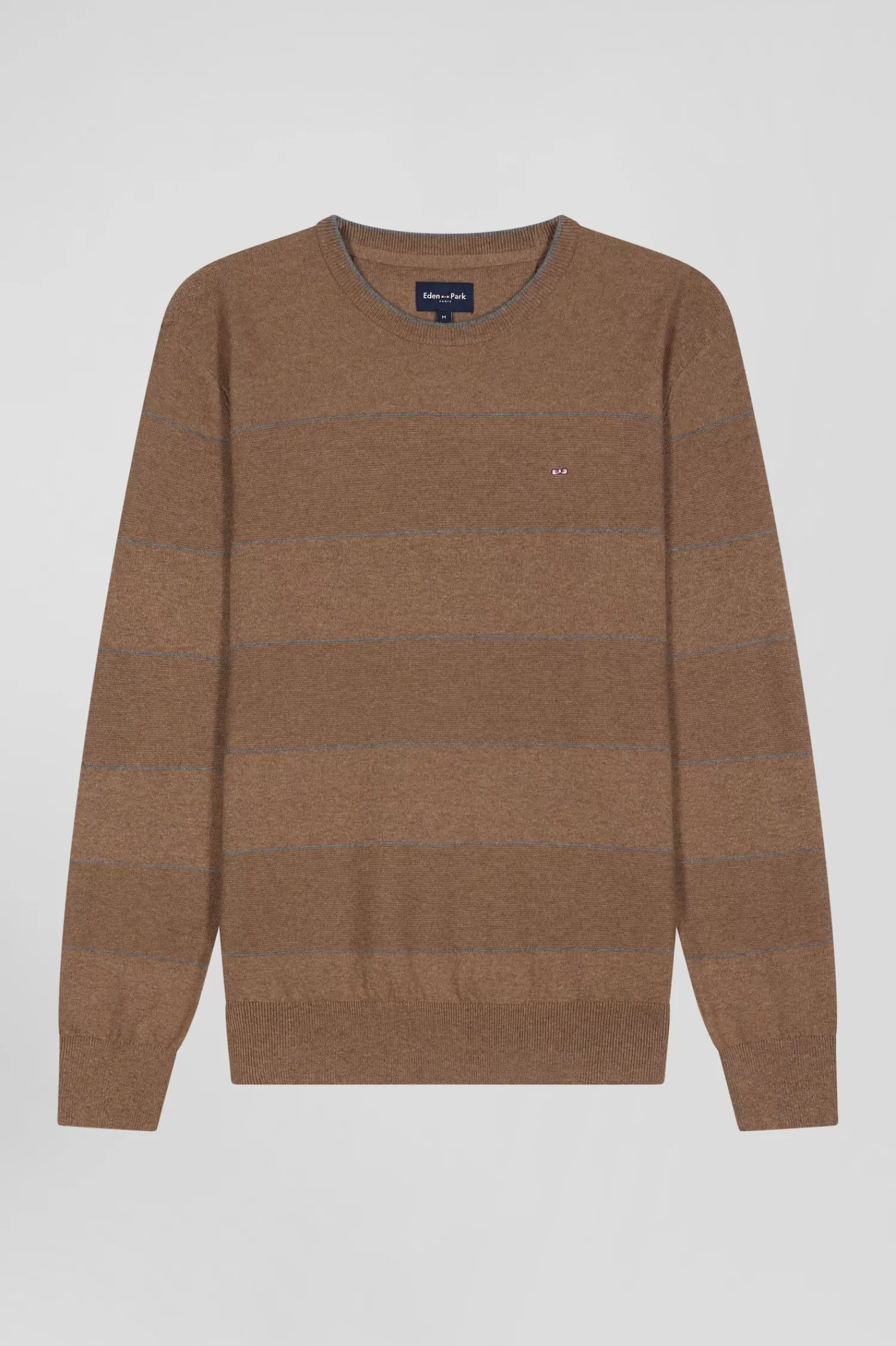 Eden Park Regular brown striped cotton and cashmere crew neck jumper< Sweaters