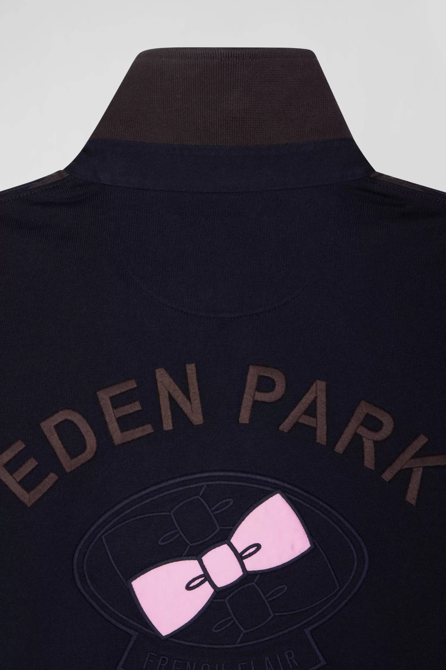 Eden Park Regular brown striped long-sleeved cotton rugby shirt with back embroidery< Rugby Shirts