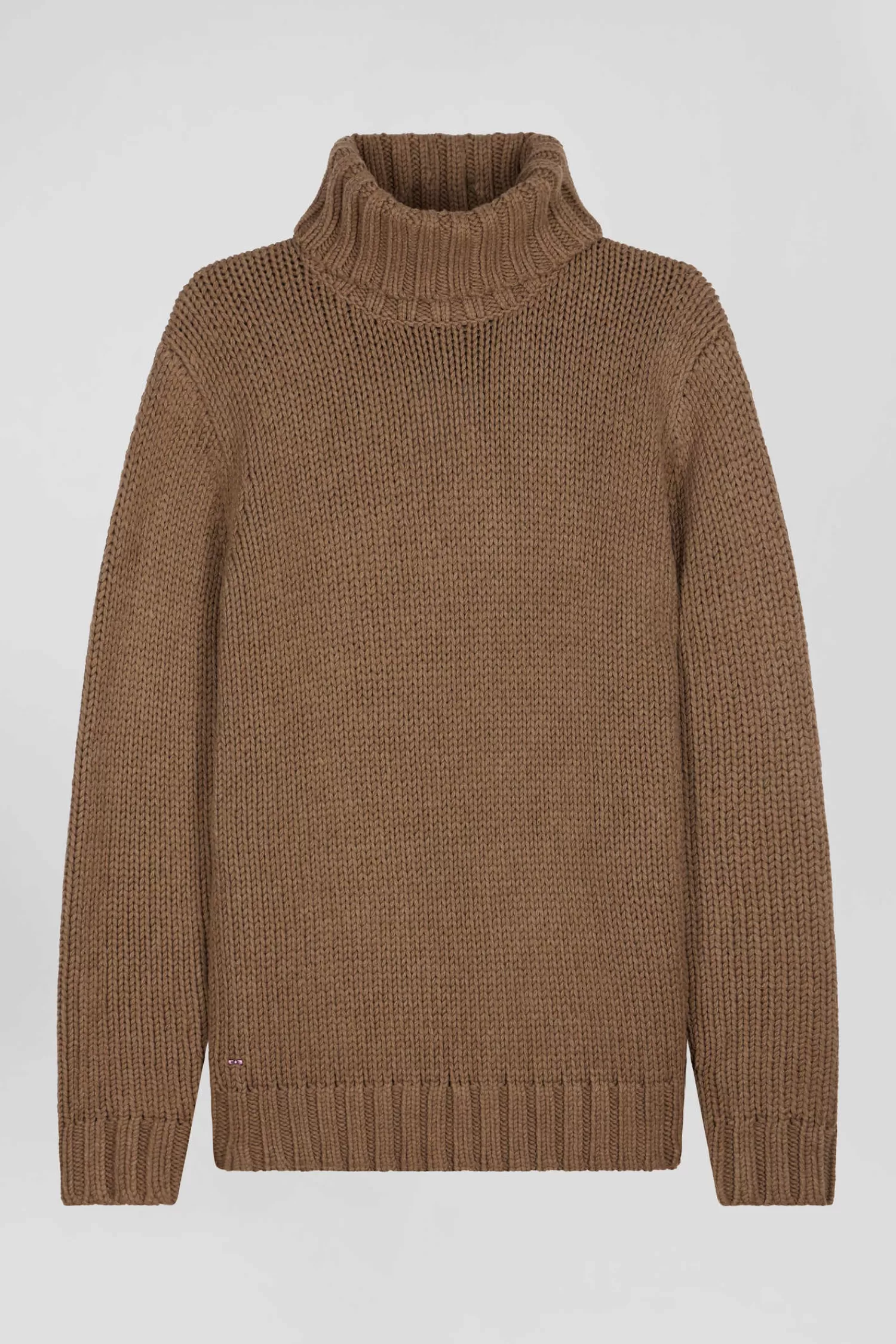 Eden Park Regular brown wool and cotton blend turtleneck jumper< Sweaters