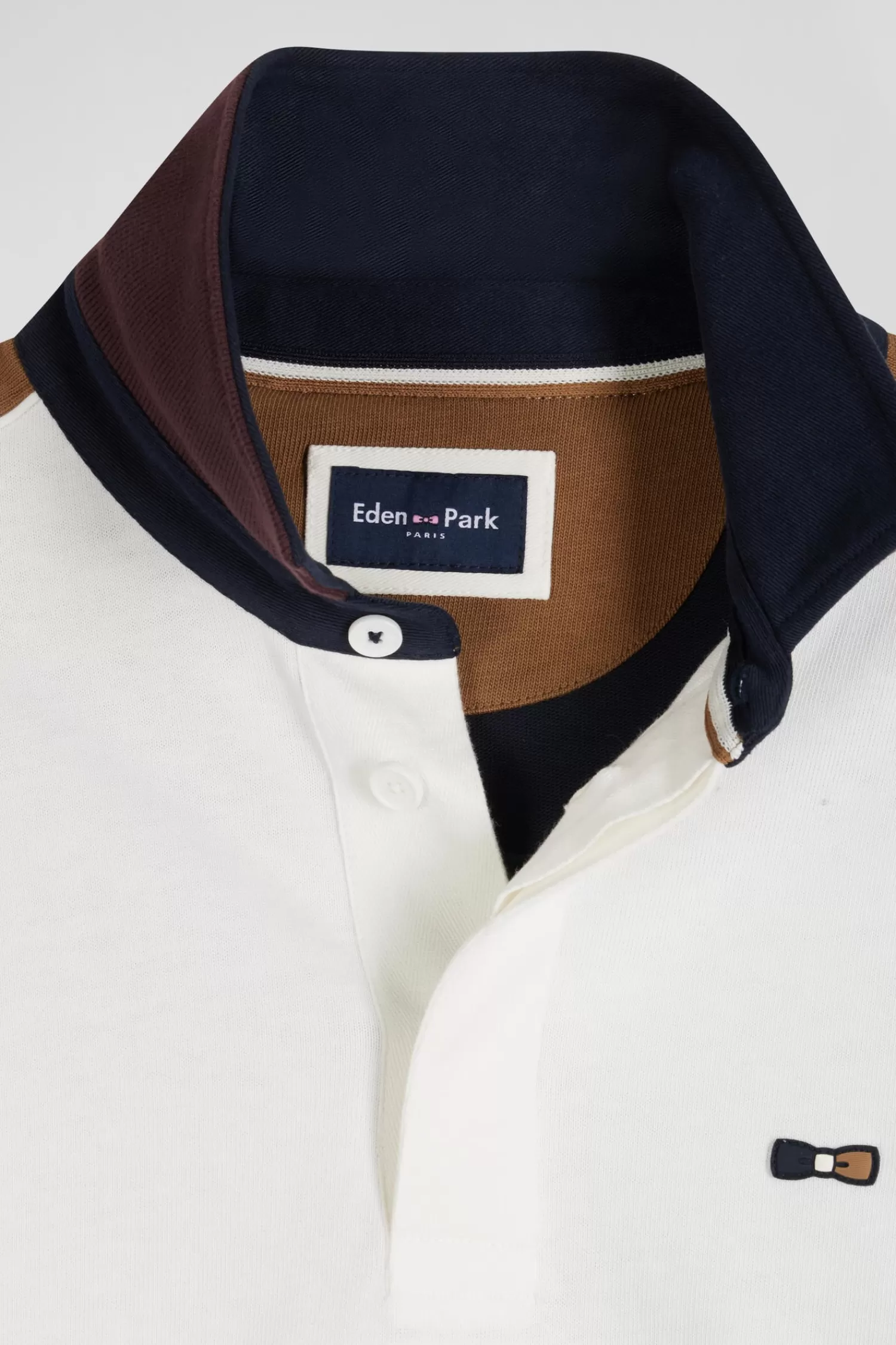 Eden Park Regular burgundy long-sleeved cotton rugby shirt with back embroidery and piping< Rugby Shirts