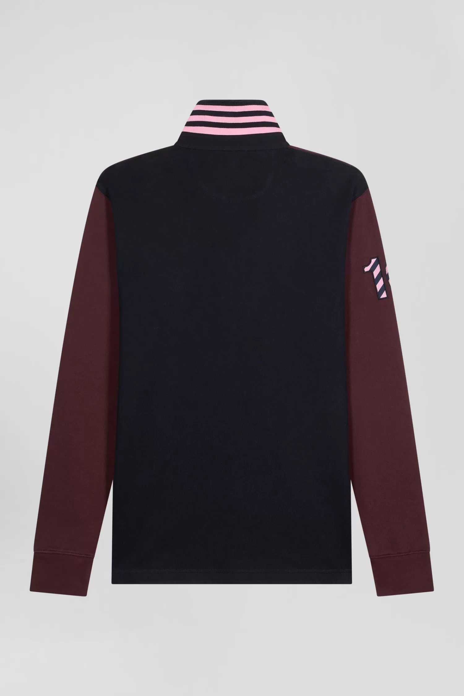 Eden Park Regular burgundy long-sleeved cotton rugby shirt with sleeve N°10 embroidery< Rugby Shirts