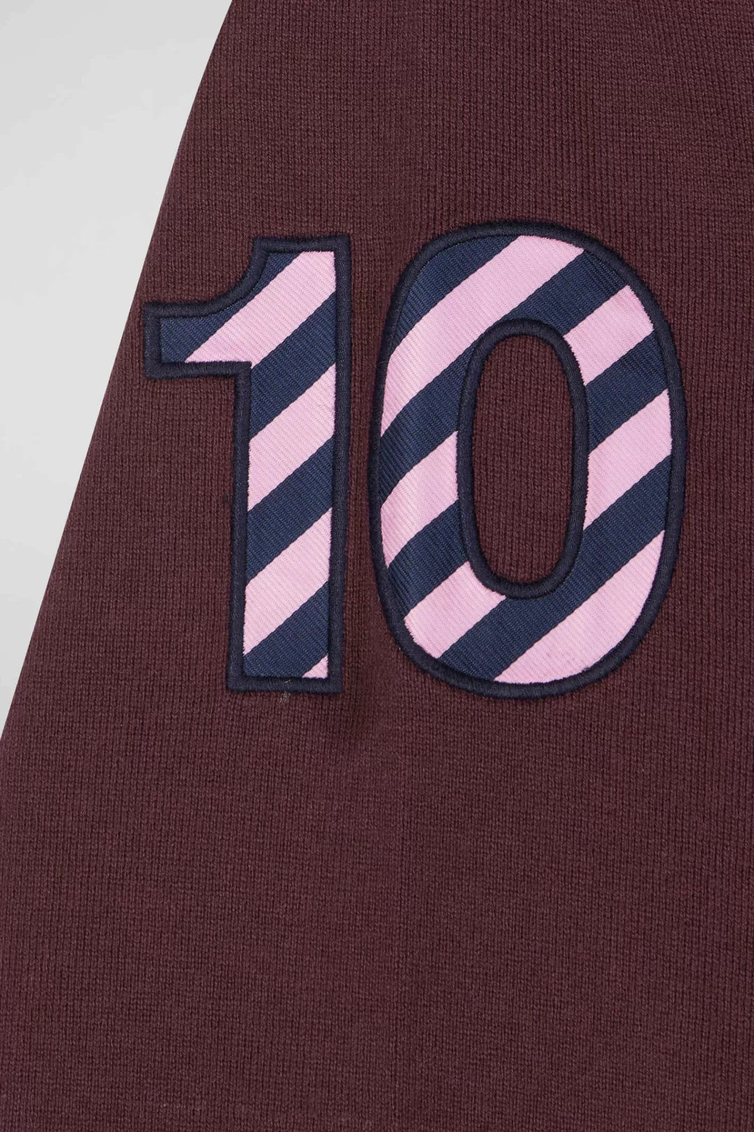Eden Park Regular burgundy long-sleeved cotton rugby shirt with sleeve N°10 embroidery< Rugby Shirts